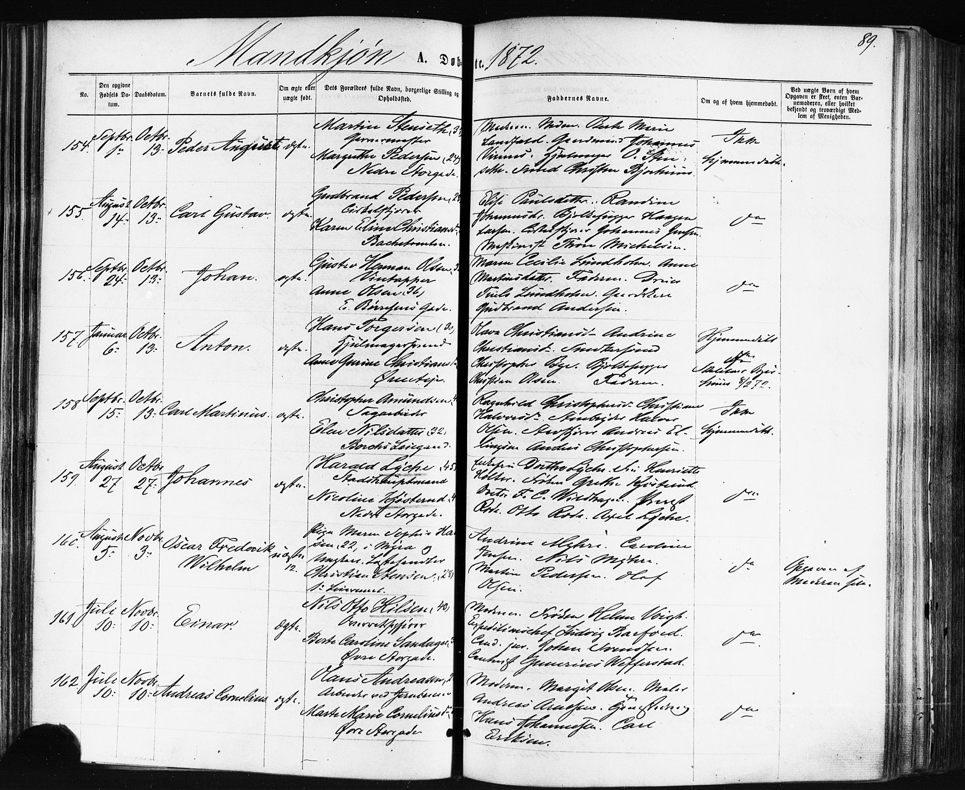 Bragernes kirkebøker, AV/SAKO-A-6/F/Fb/L0004: Parish register (official) no. II 4, 1869-1875, p. 89