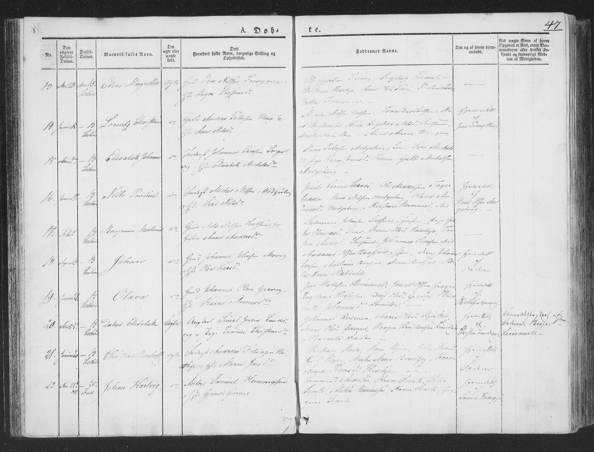 Ministerialprotokoller, klokkerbøker og fødselsregistre - Nord-Trøndelag, AV/SAT-A-1458/780/L0639: Parish register (official) no. 780A04, 1830-1844, p. 47