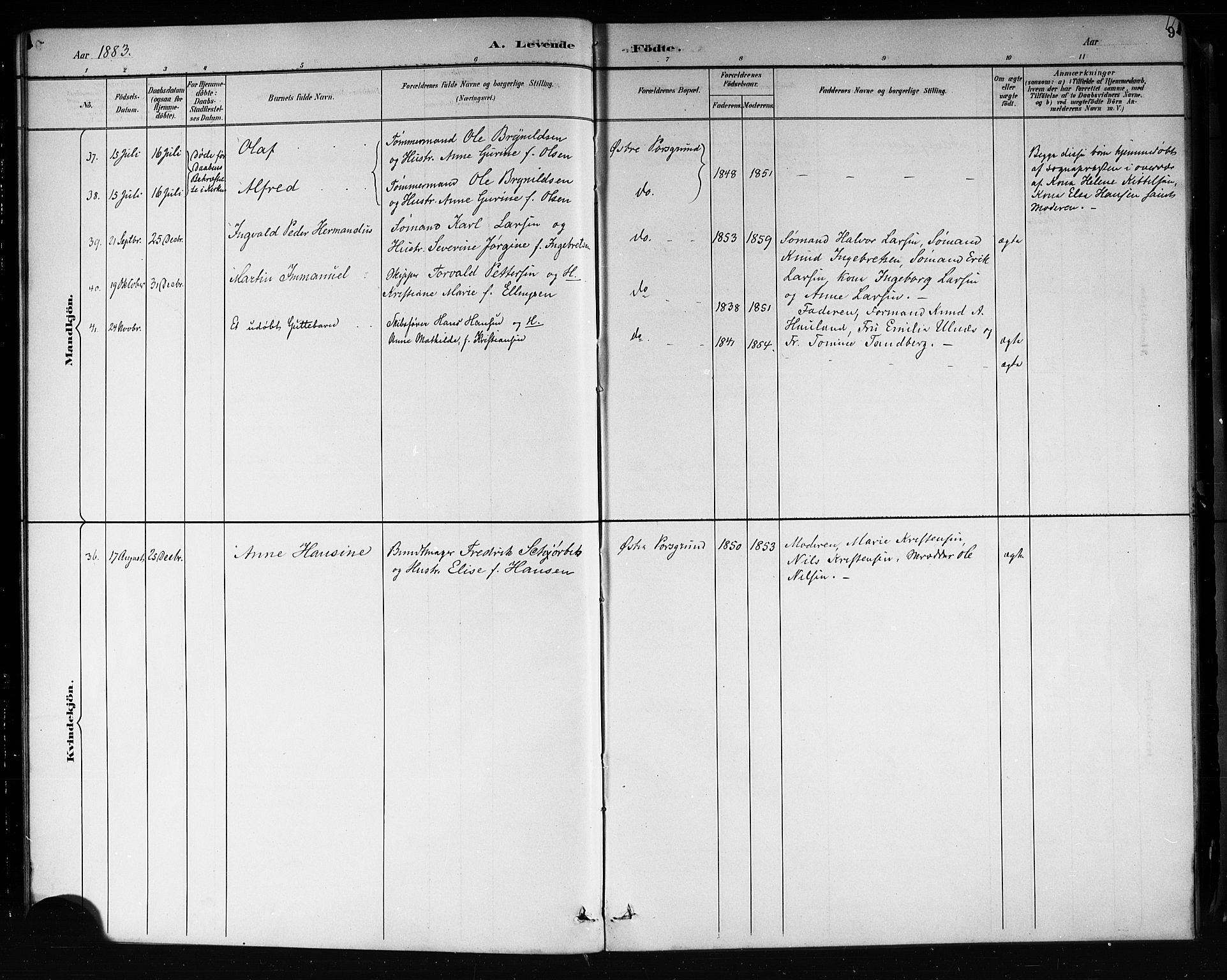 Porsgrunn kirkebøker , SAKO/A-104/G/Gb/L0005: Parish register (copy) no. II 5, 1883-1915, p. 9