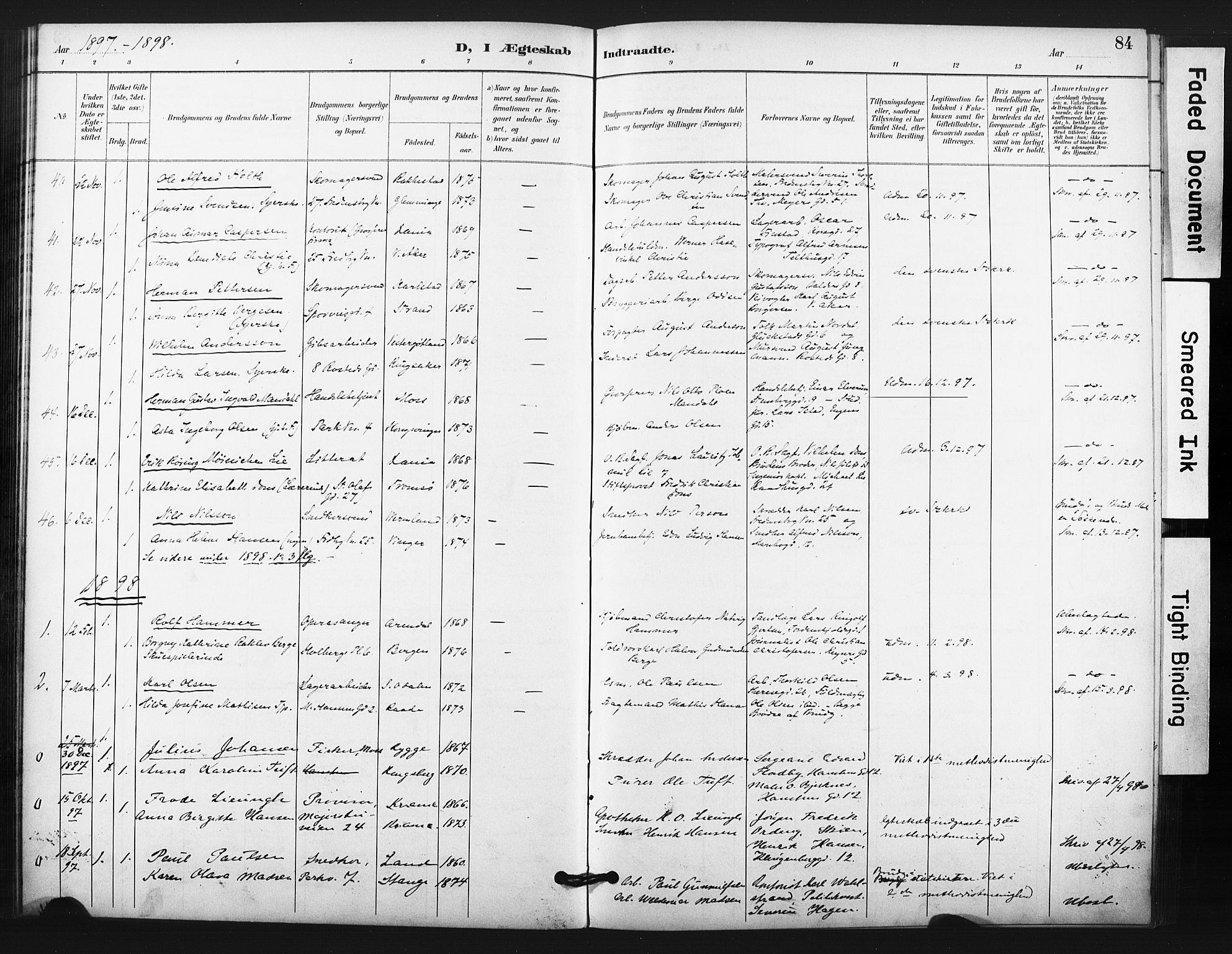 Trefoldighet prestekontor Kirkebøker, AV/SAO-A-10882/F/Fg/L0001: Parish register (official) no. VII 1, 1892-1923, p. 84