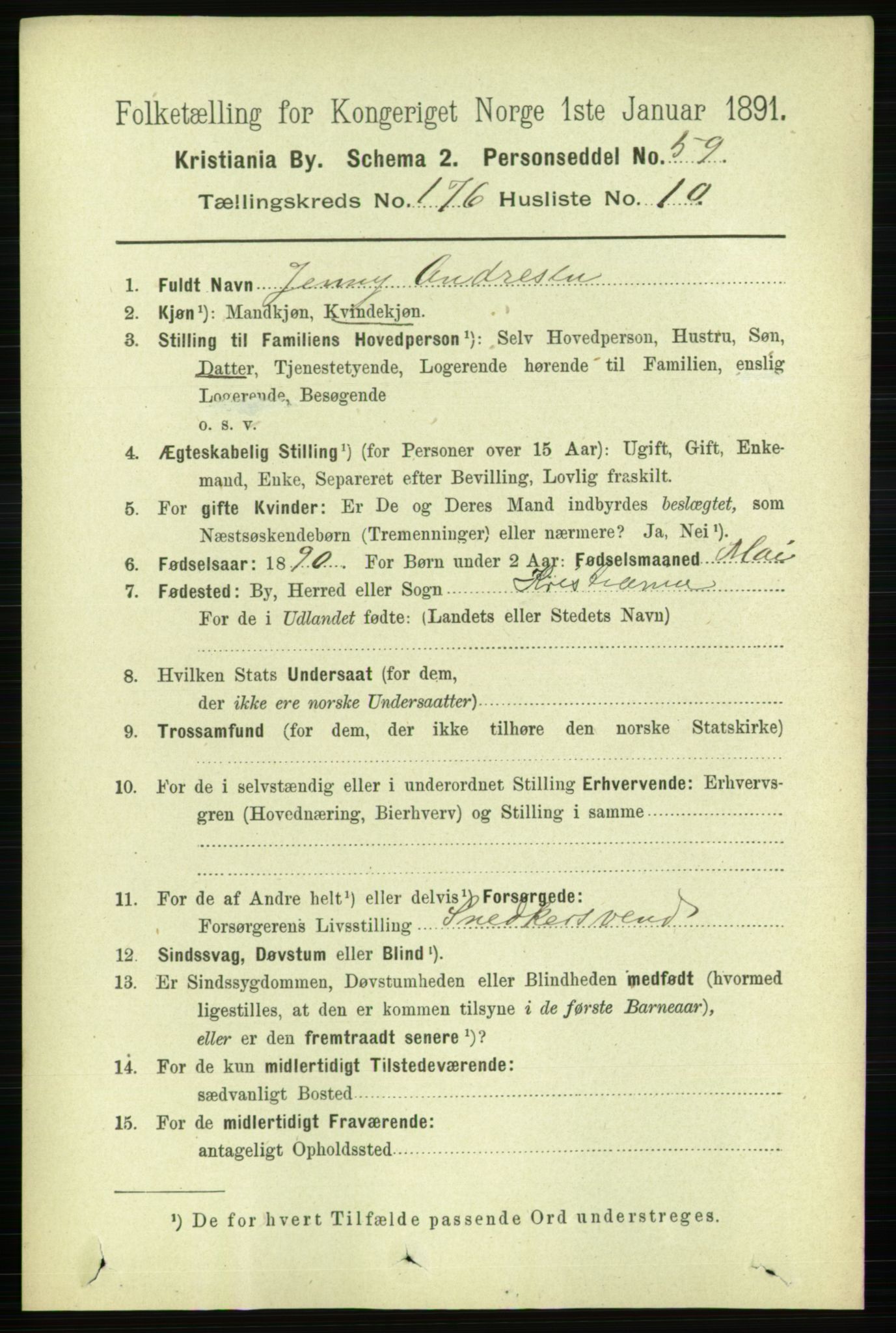 RA, 1891 census for 0301 Kristiania, 1891, p. 105965
