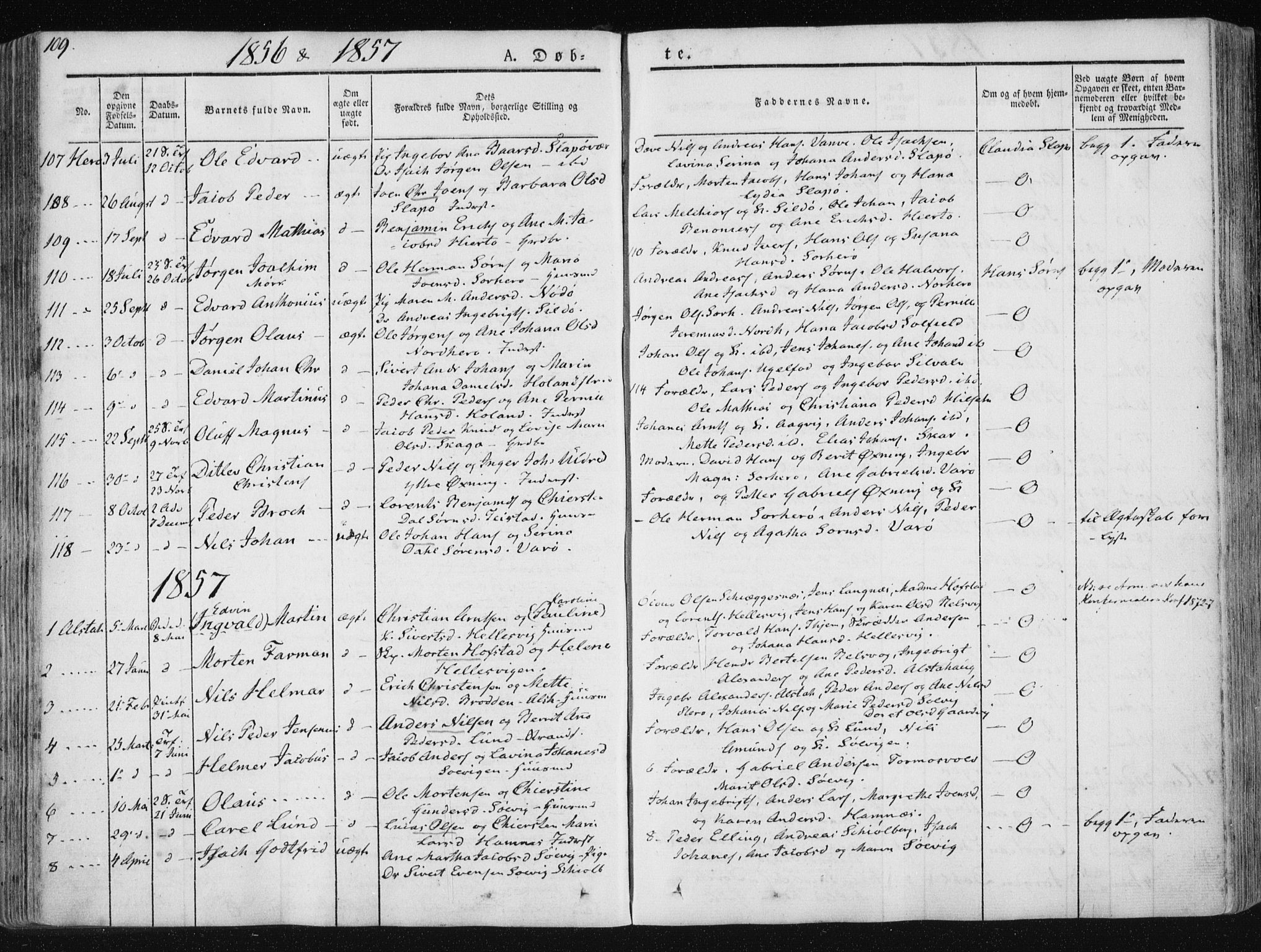 Ministerialprotokoller, klokkerbøker og fødselsregistre - Nordland, SAT/A-1459/830/L0446: Parish register (official) no. 830A10, 1831-1865, p. 109