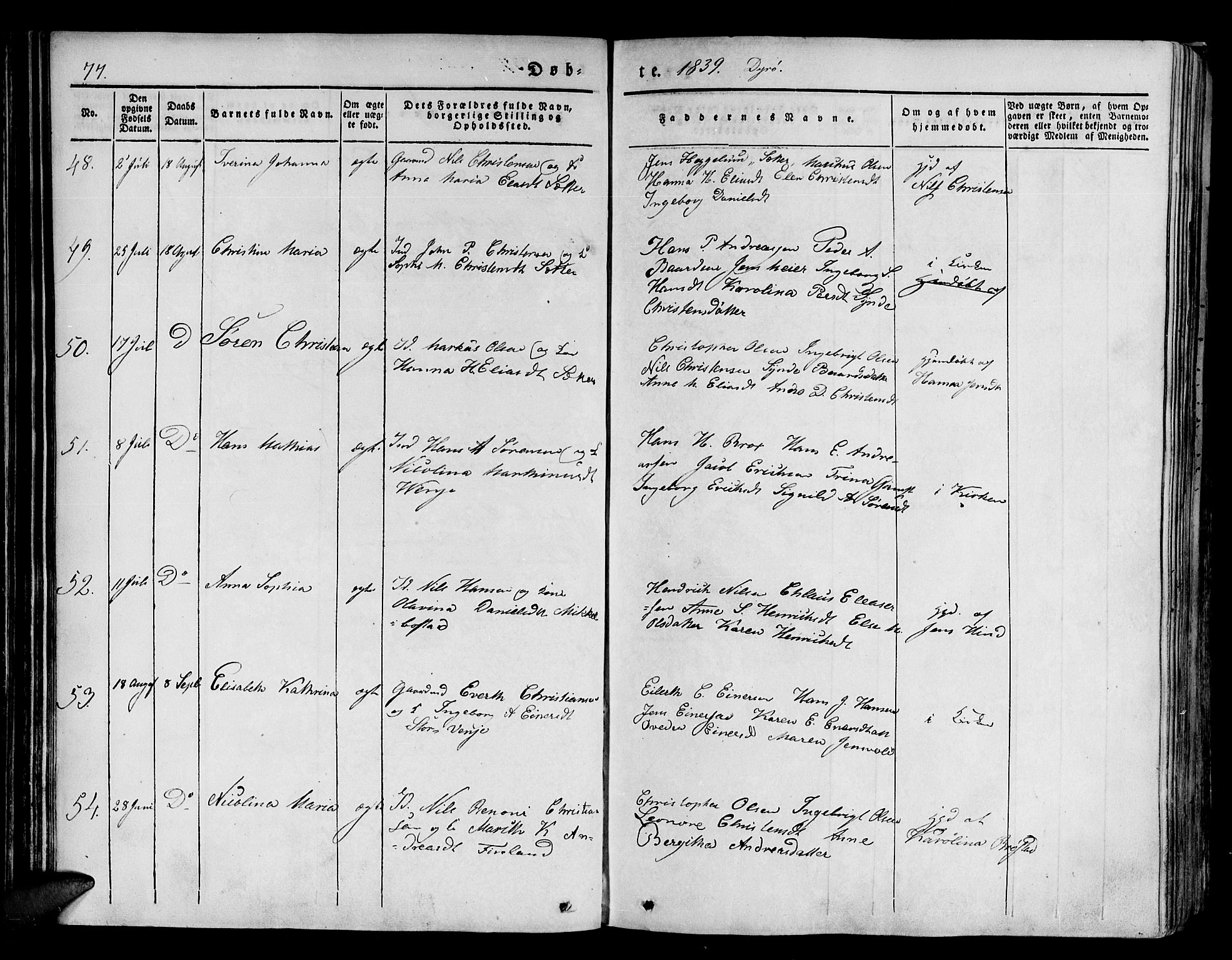 Tranøy sokneprestkontor, SATØ/S-1313/I/Ia/Iaa/L0005kirke: Parish register (official) no. 5, 1829-1844, p. 77