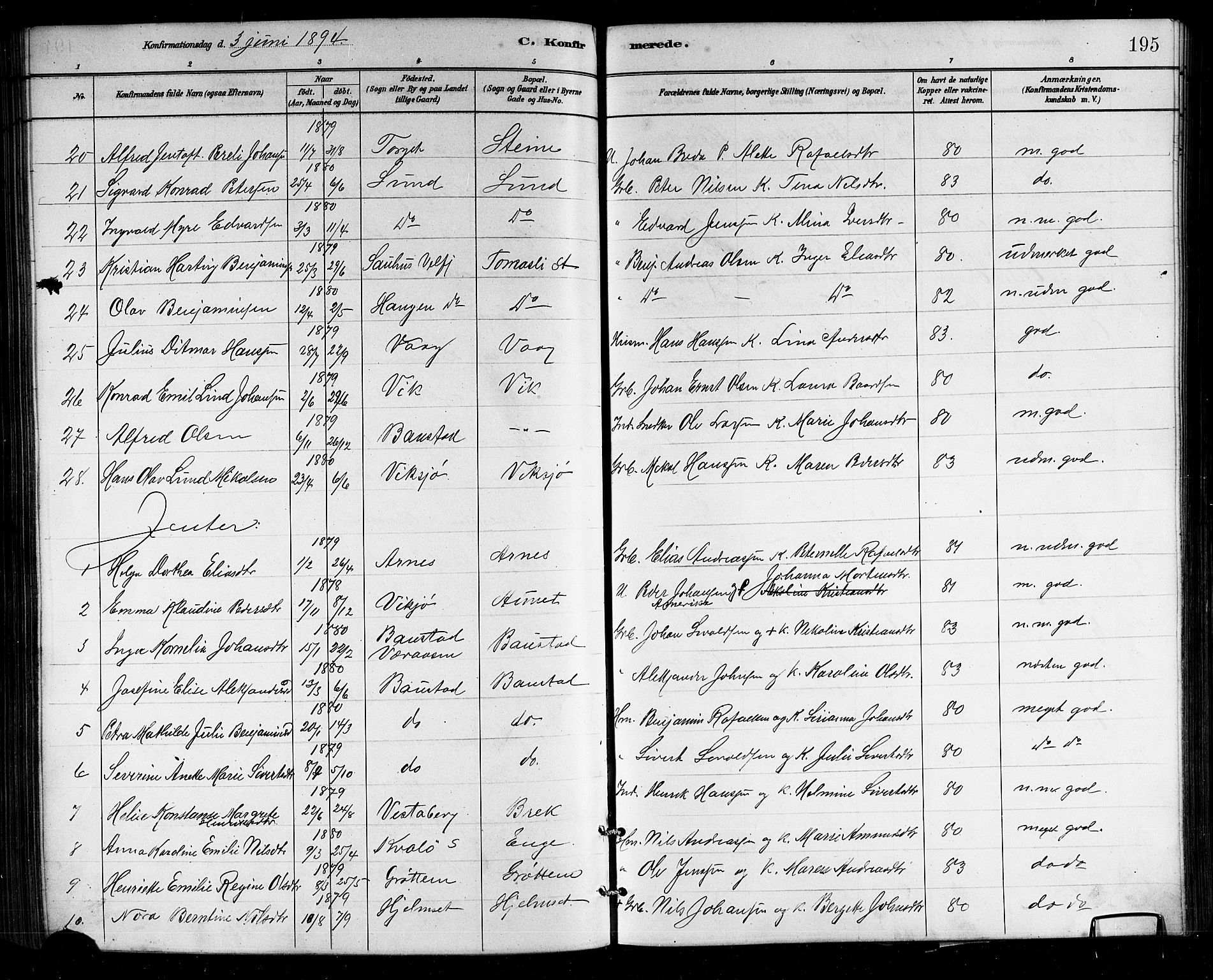 Ministerialprotokoller, klokkerbøker og fødselsregistre - Nordland, SAT/A-1459/812/L0188: Parish register (copy) no. 812C06, 1884-1912, p. 195