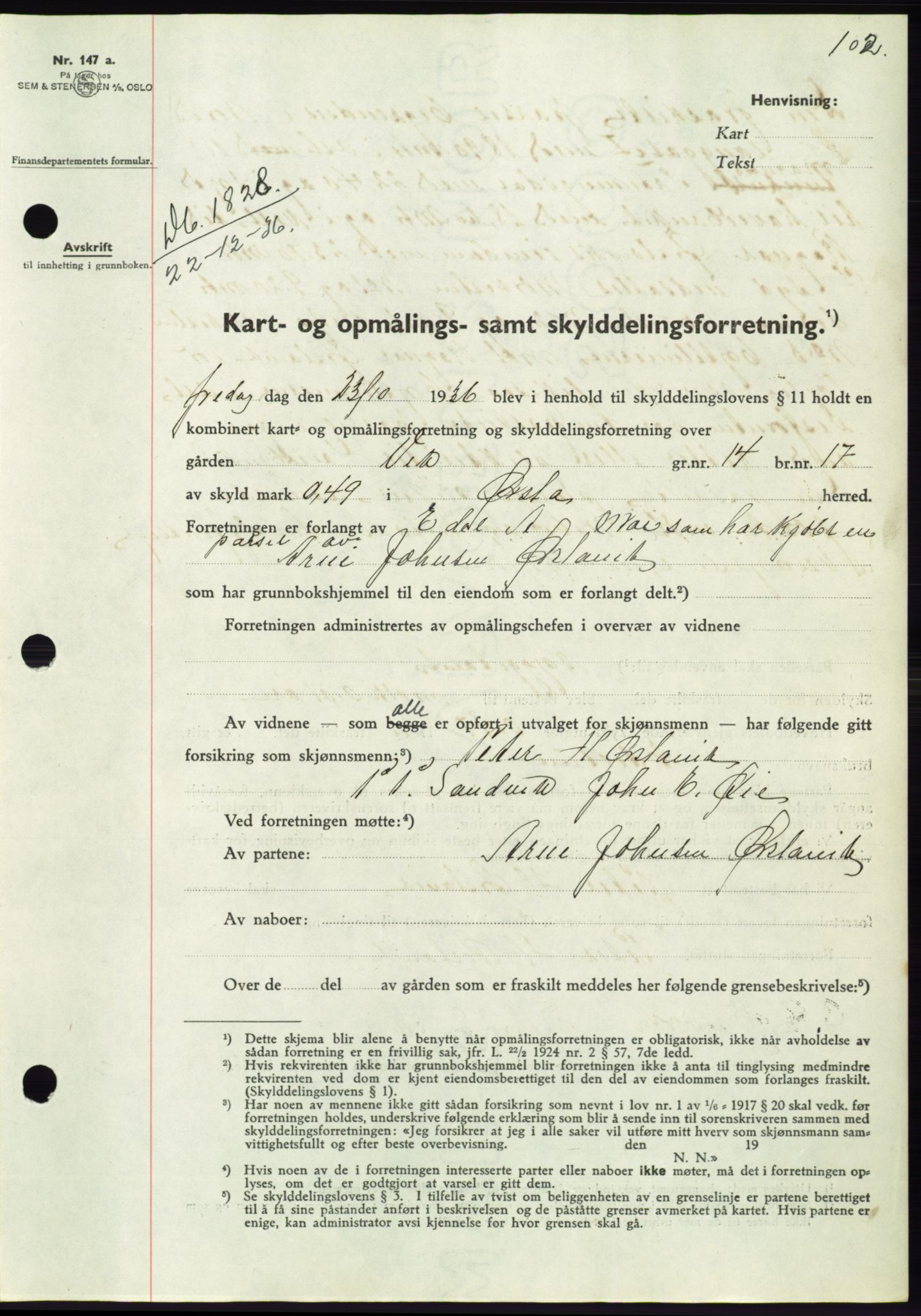 Søre Sunnmøre sorenskriveri, AV/SAT-A-4122/1/2/2C/L0062: Mortgage book no. 56, 1936-1937, Diary no: : 1828/1936