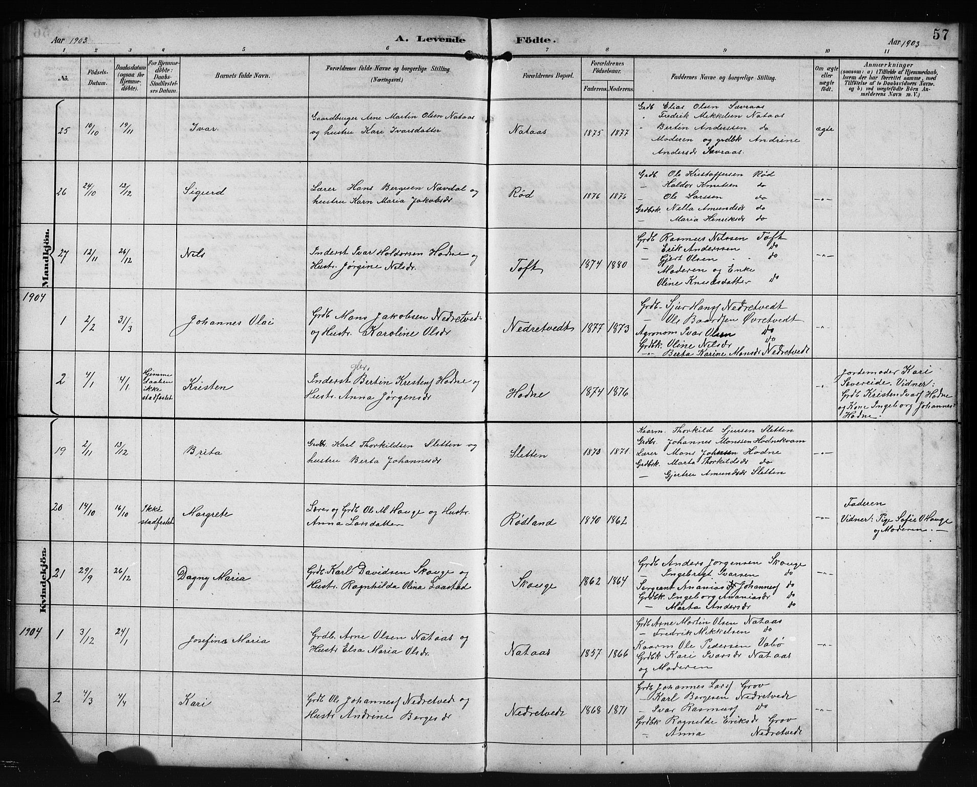Lindås Sokneprestembete, SAB/A-76701/H/Hab: Parish register (copy) no. E 3, 1892-1905, p. 57