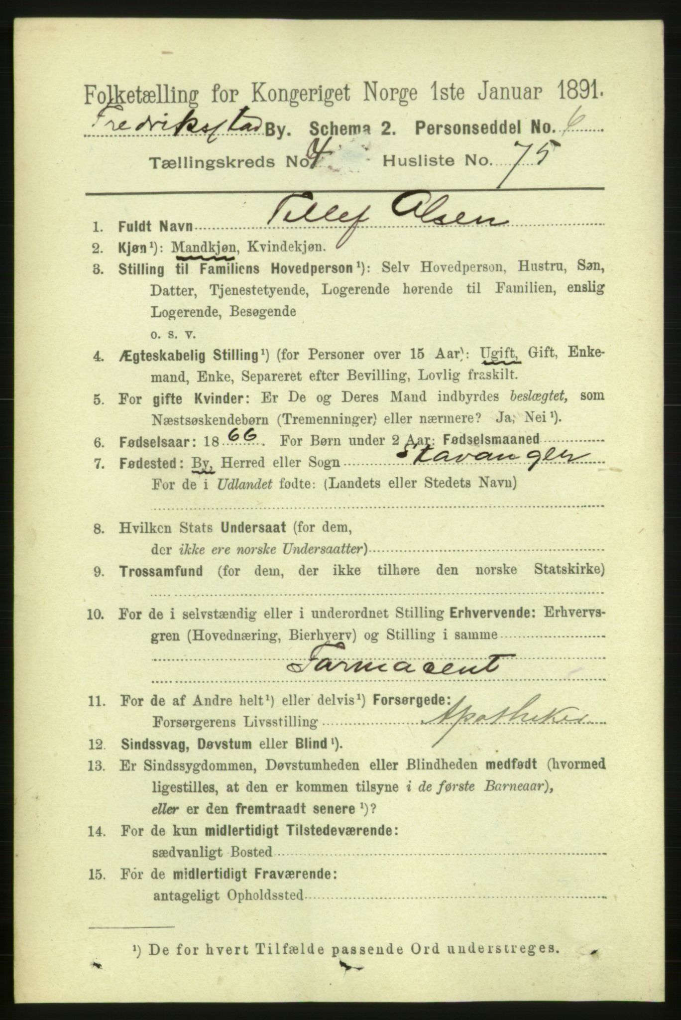 RA, 1891 census for 0103 Fredrikstad, 1891, p. 6827