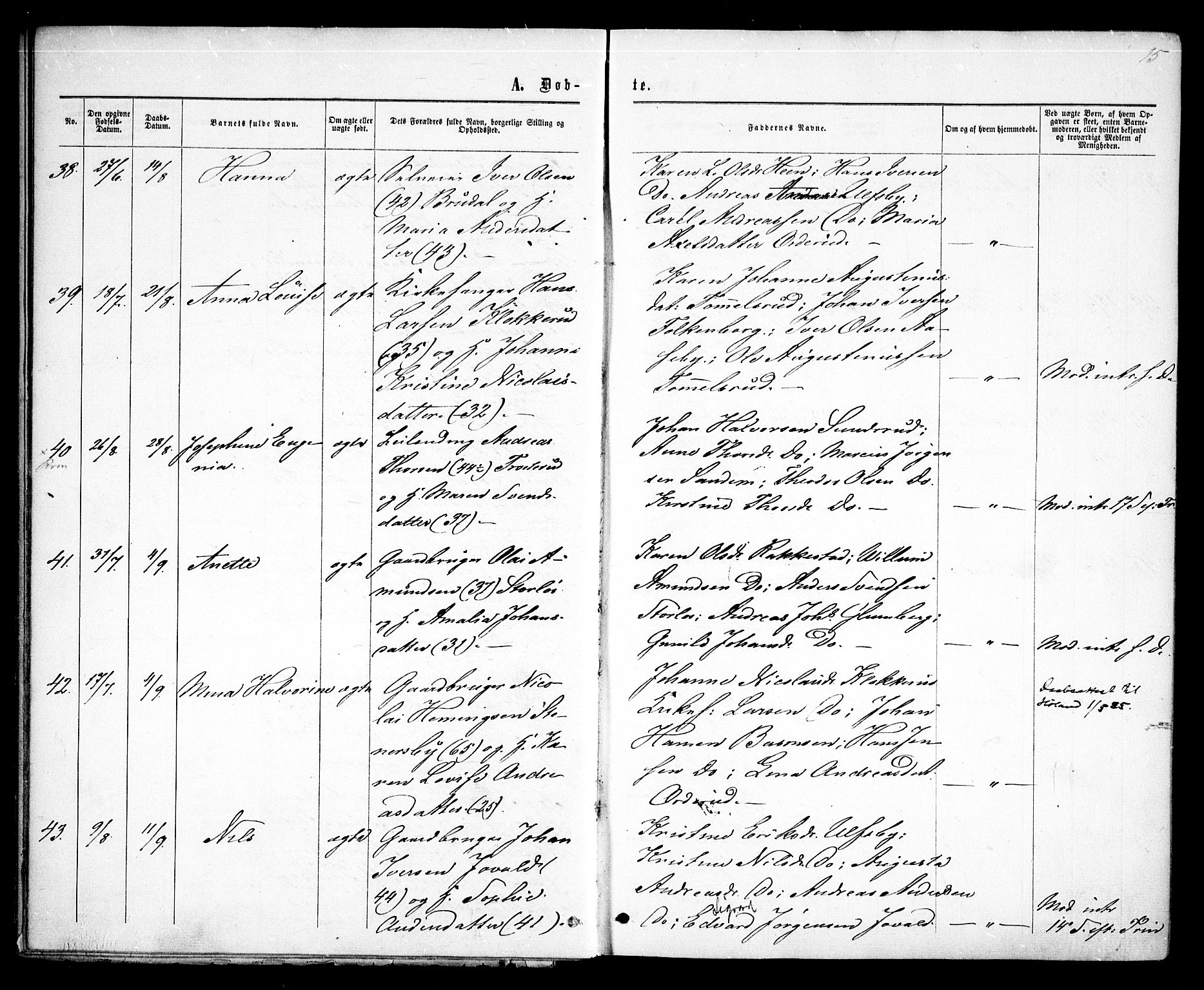 Rødenes prestekontor Kirkebøker, SAO/A-2005/F/Fa/L0008: Parish register (official) no. I 8, 1869-1879, p. 15
