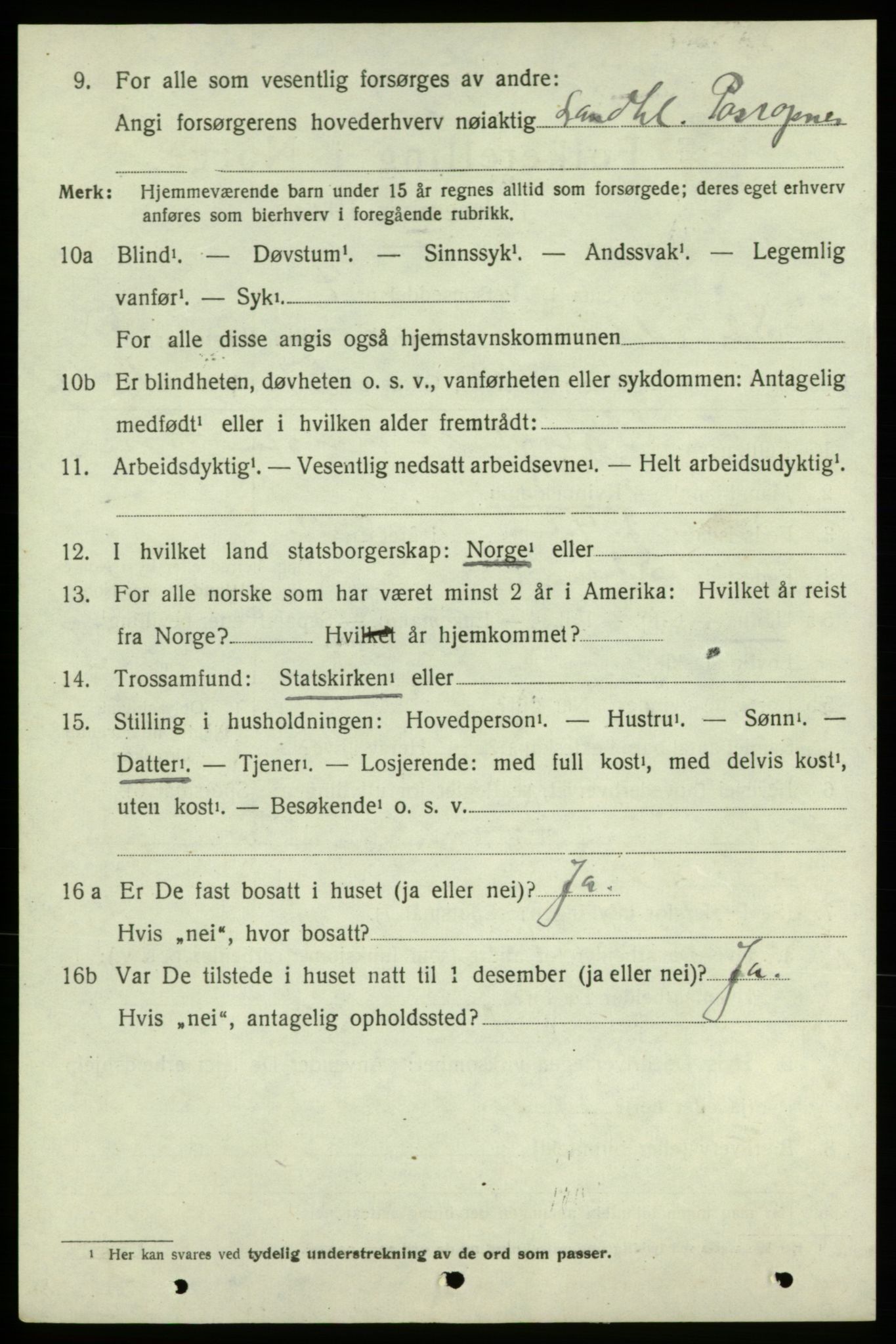 SAB, 1920 census for Strandebarm, 1920, p. 3453