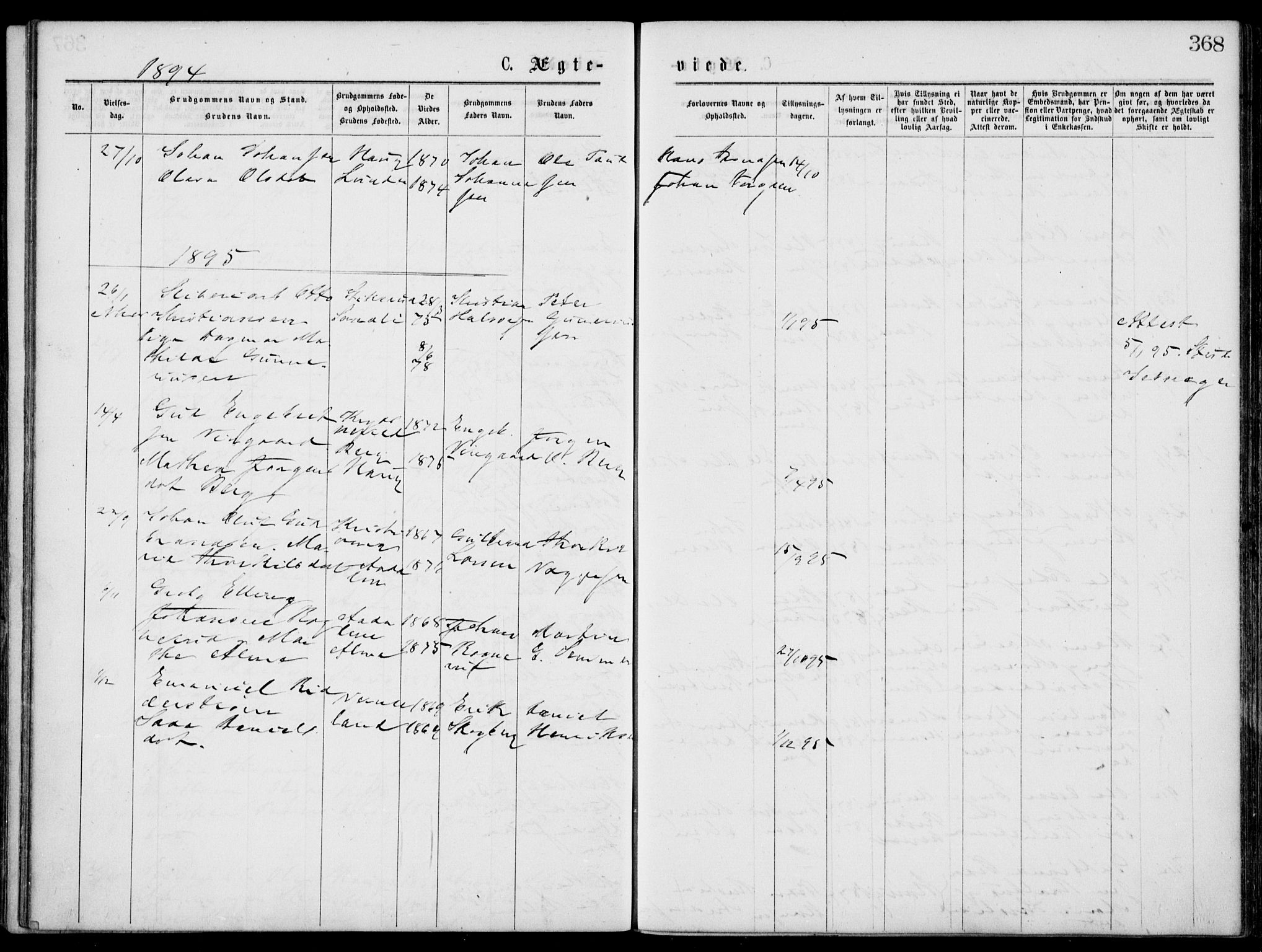 Norderhov kirkebøker, AV/SAKO-A-237/G/Gb/L0001: Parish register (copy) no. II 1, 1876-1899, p. 368