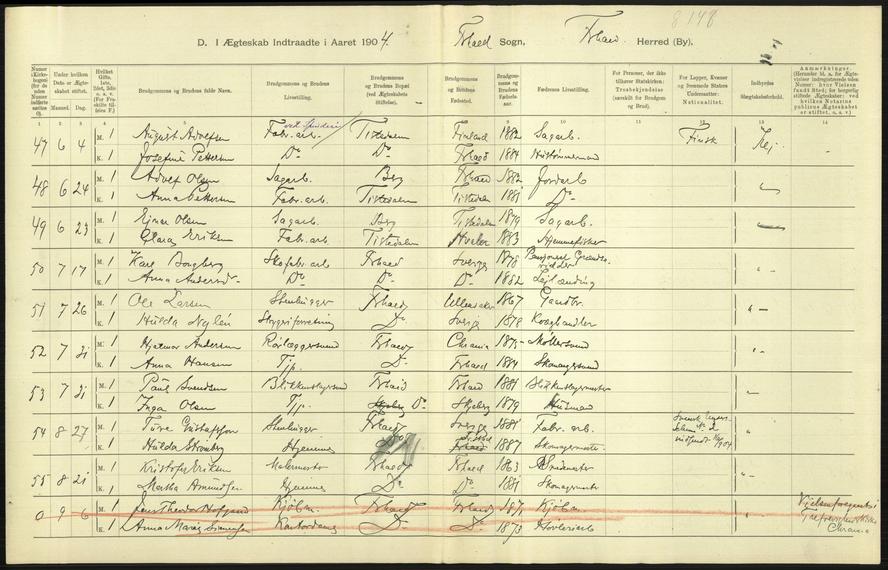 Statistisk sentralbyrå, Sosiodemografiske emner, Befolkning, AV/RA-S-2228/D/Df/Dfa/Dfab/L0001: Smålenenes amt: Fødte, gifte, døde, 1904, p. 568