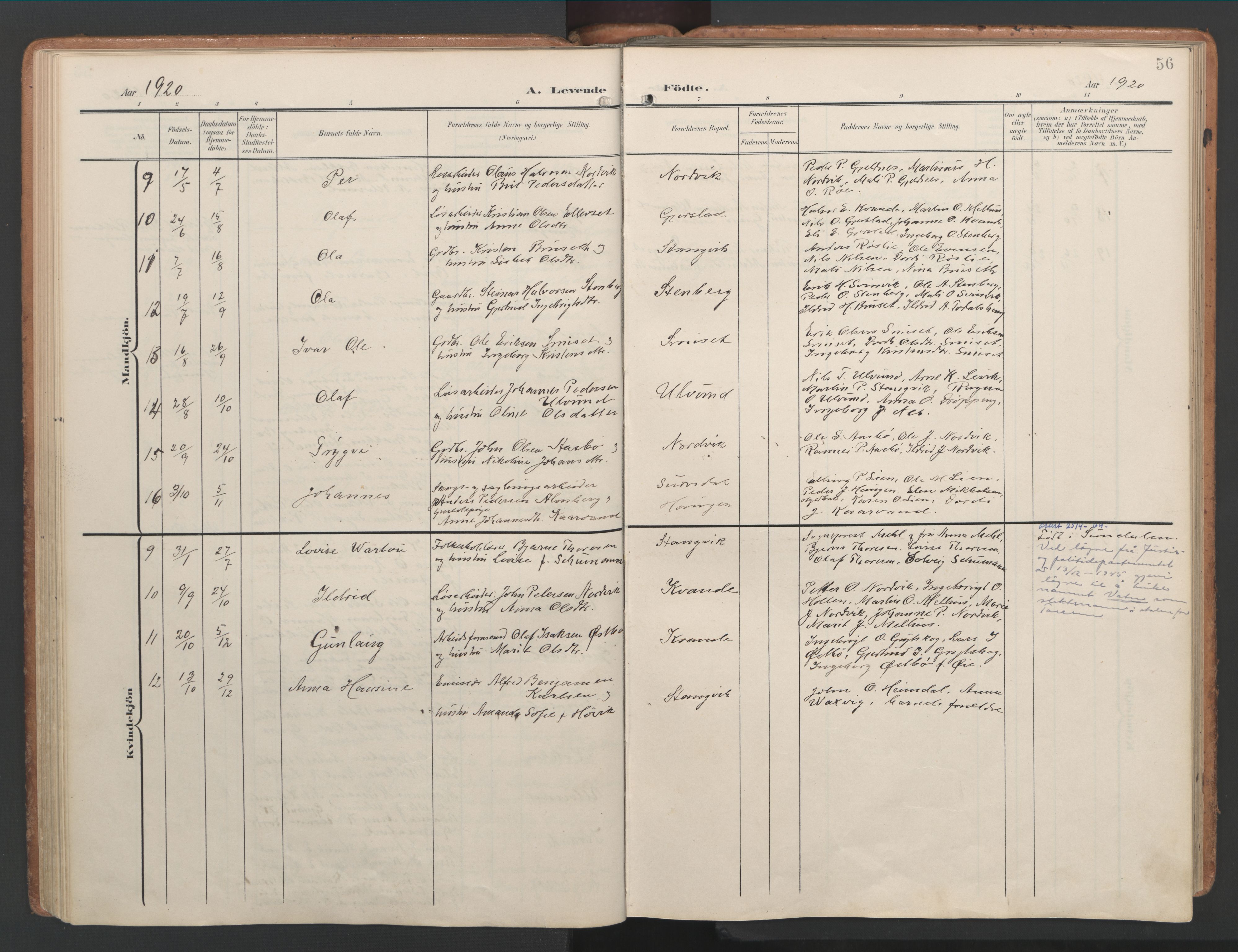 Ministerialprotokoller, klokkerbøker og fødselsregistre - Møre og Romsdal, AV/SAT-A-1454/592/L1030: Parish register (official) no. 592A08, 1901-1925, p. 56