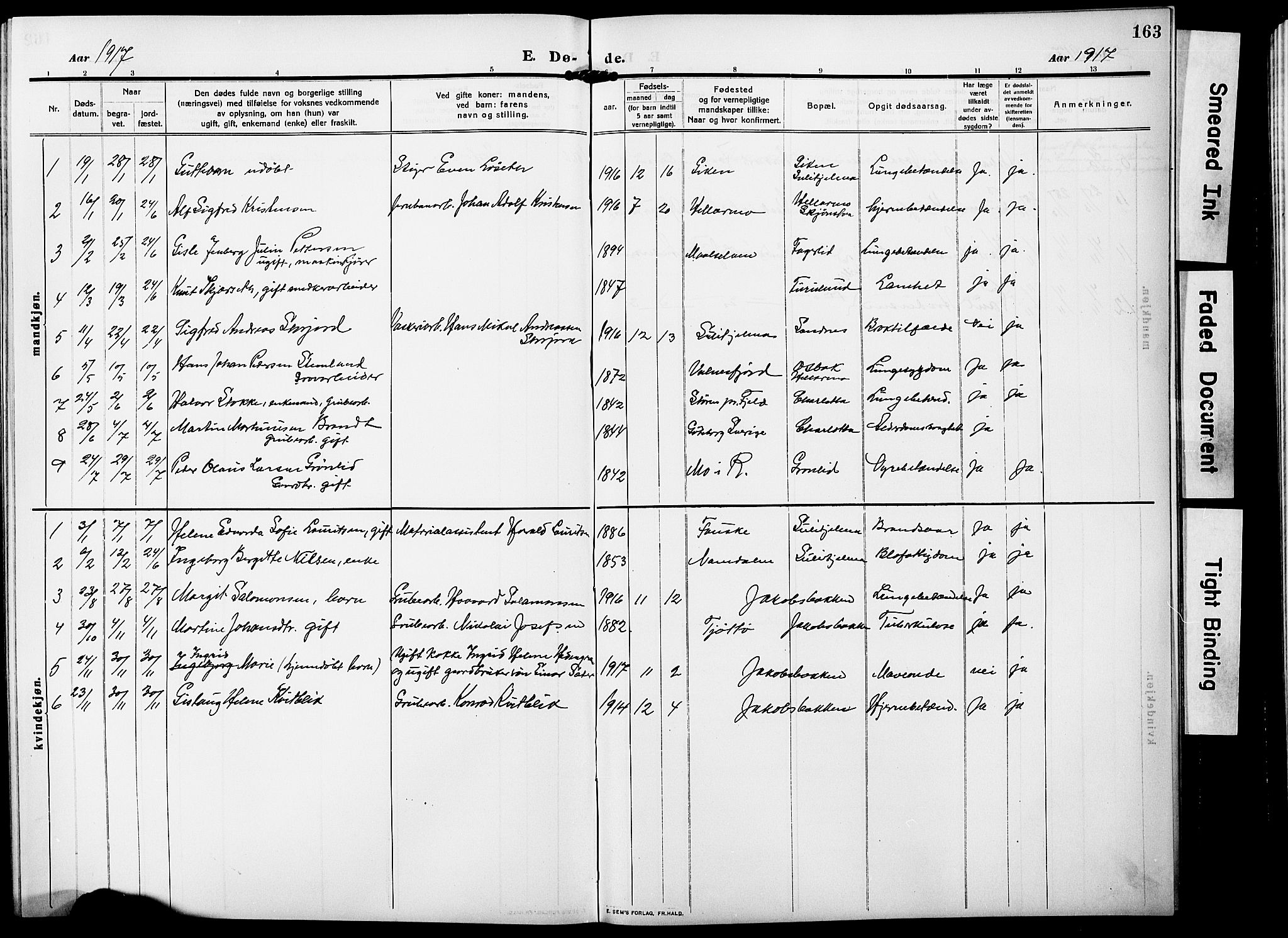 Ministerialprotokoller, klokkerbøker og fødselsregistre - Nordland, AV/SAT-A-1459/850/L0710: Parish register (official) no. 850A02, 1910-1920, p. 163