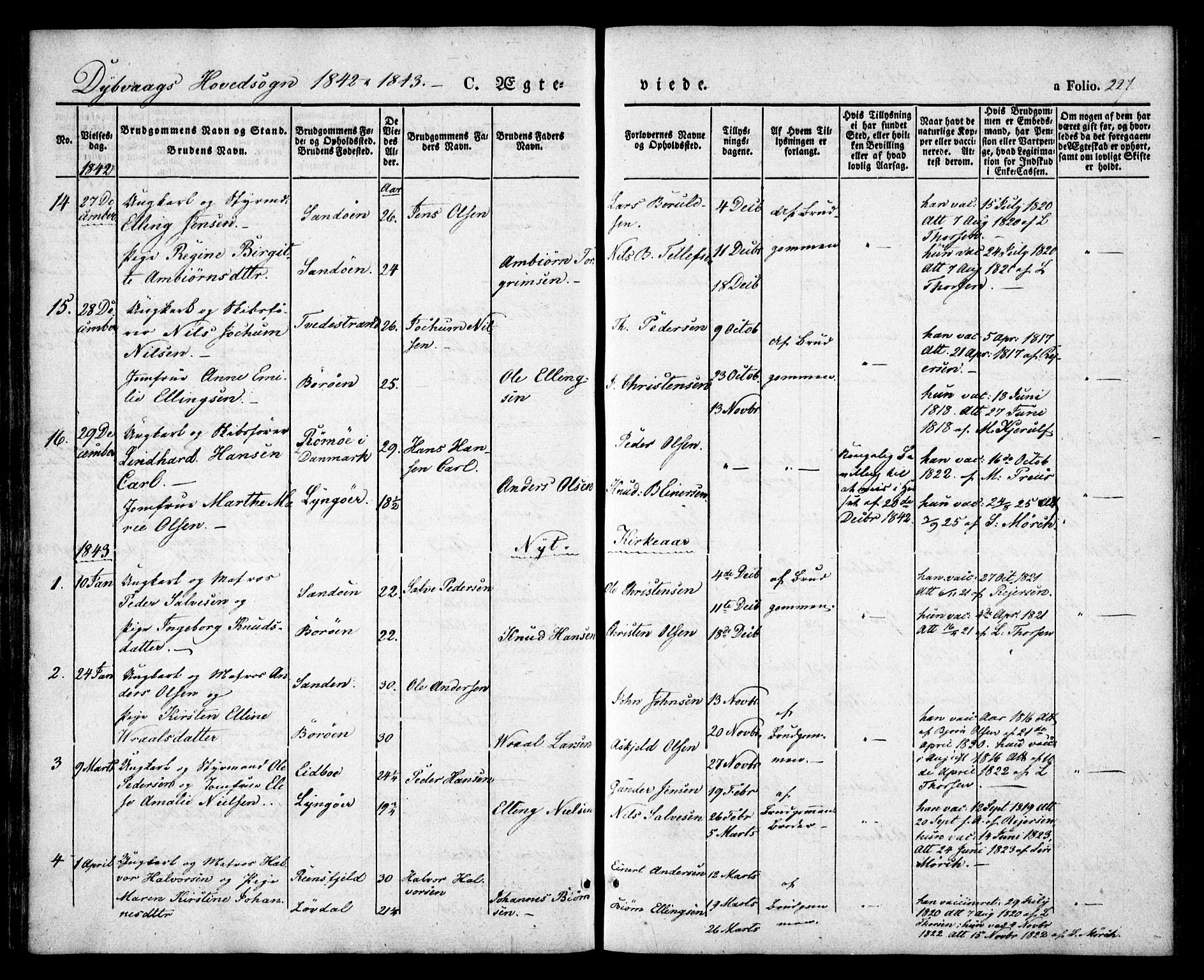 Dypvåg sokneprestkontor, SAK/1111-0007/F/Fa/Faa/L0005: Parish register (official) no. A 5, 1841-1854, p. 227
