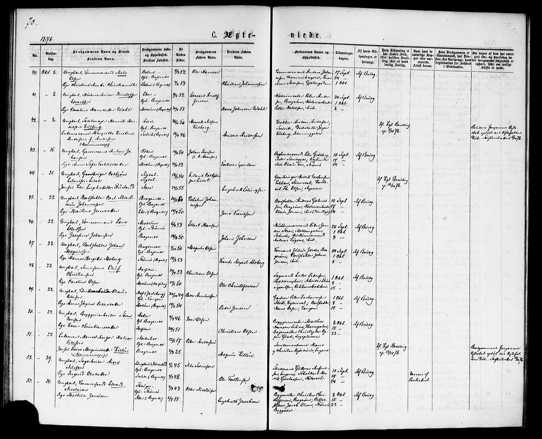 Bragernes kirkebøker, SAKO/A-6/F/Fc/L0004: Parish register (official) no. III 4, 1875-1877, p. 70