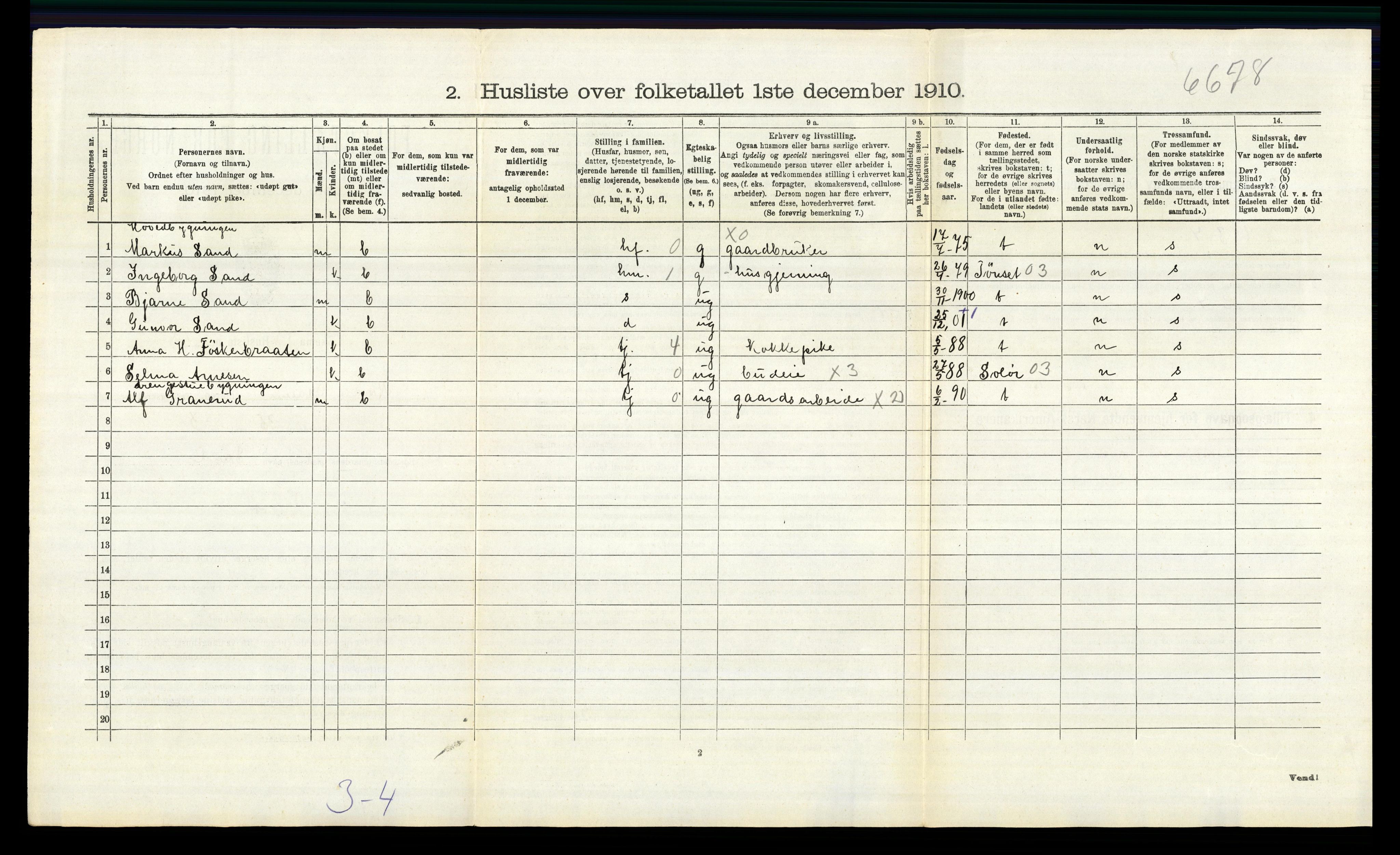 RA, 1910 census for Nord-Odal, 1910, p. 328