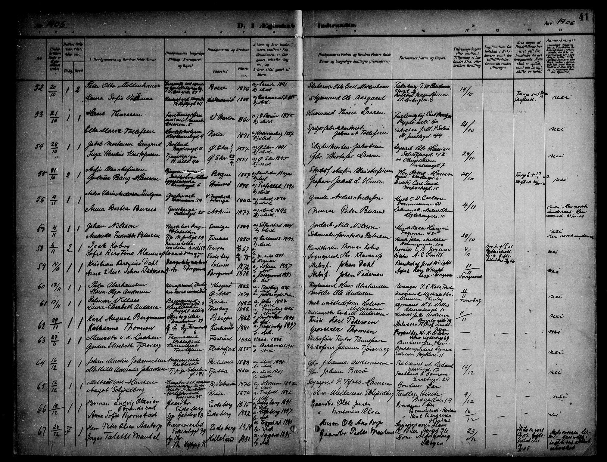 Frogner prestekontor Kirkebøker, AV/SAO-A-10886/F/Fa/L0003: Parish register (official) no. 3, 1898-1917, p. 41