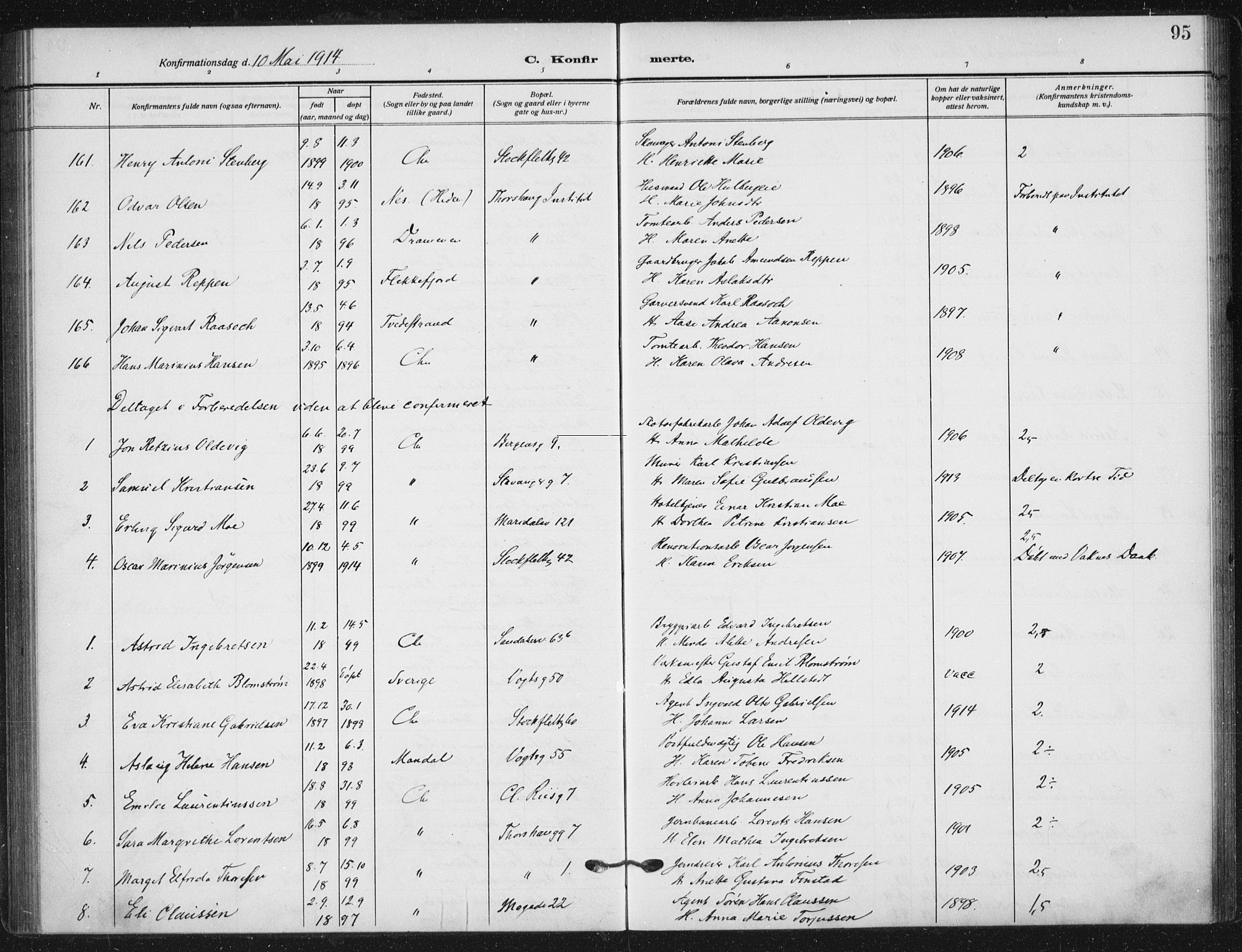 Sagene prestekontor Kirkebøker, SAO/A-10796/F/L0008: Parish register (official) no. 8, 1910-1919, p. 95