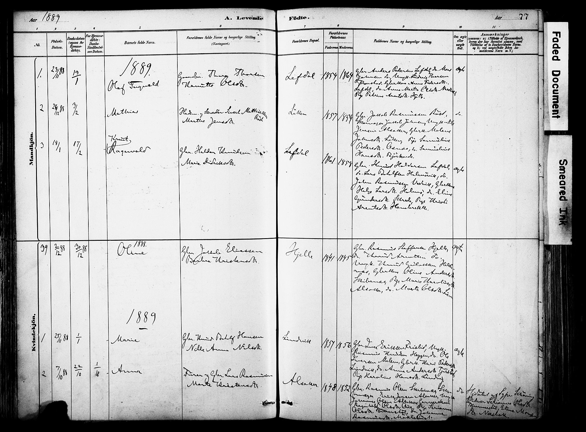 Eid sokneprestembete, AV/SAB-A-82301/H/Haa/Haab/L0001: Parish register (official) no. B 1, 1879-1906, p. 77