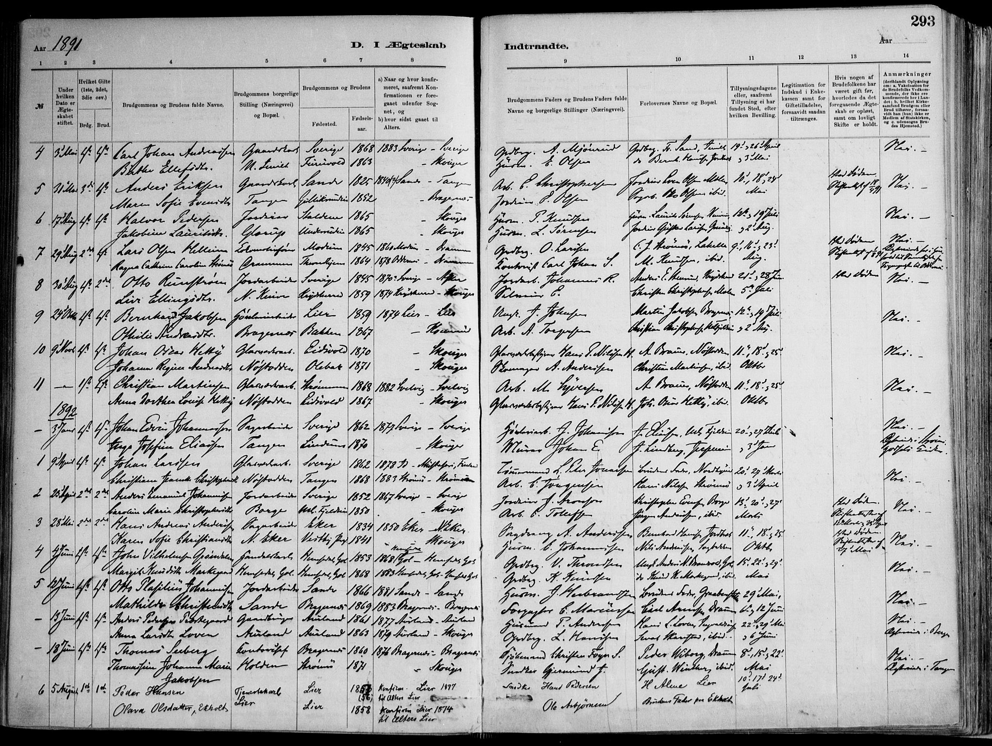 Skoger kirkebøker, AV/SAKO-A-59/F/Fa/L0006: Parish register (official) no. I 6, 1885-1910, p. 293