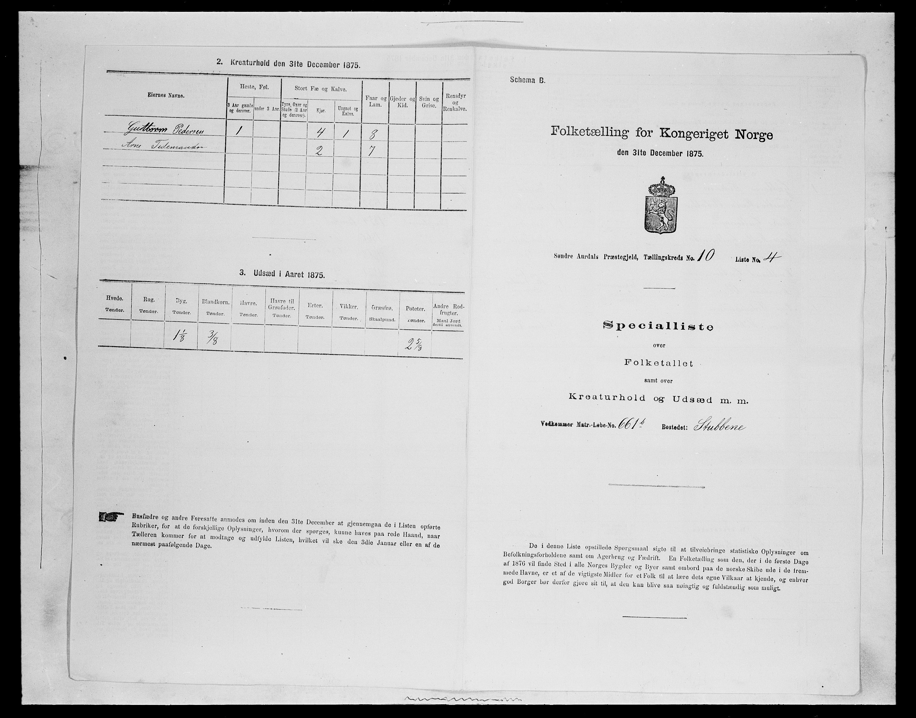 SAH, 1875 census for 0540P Sør-Aurdal, 1875, p. 1678