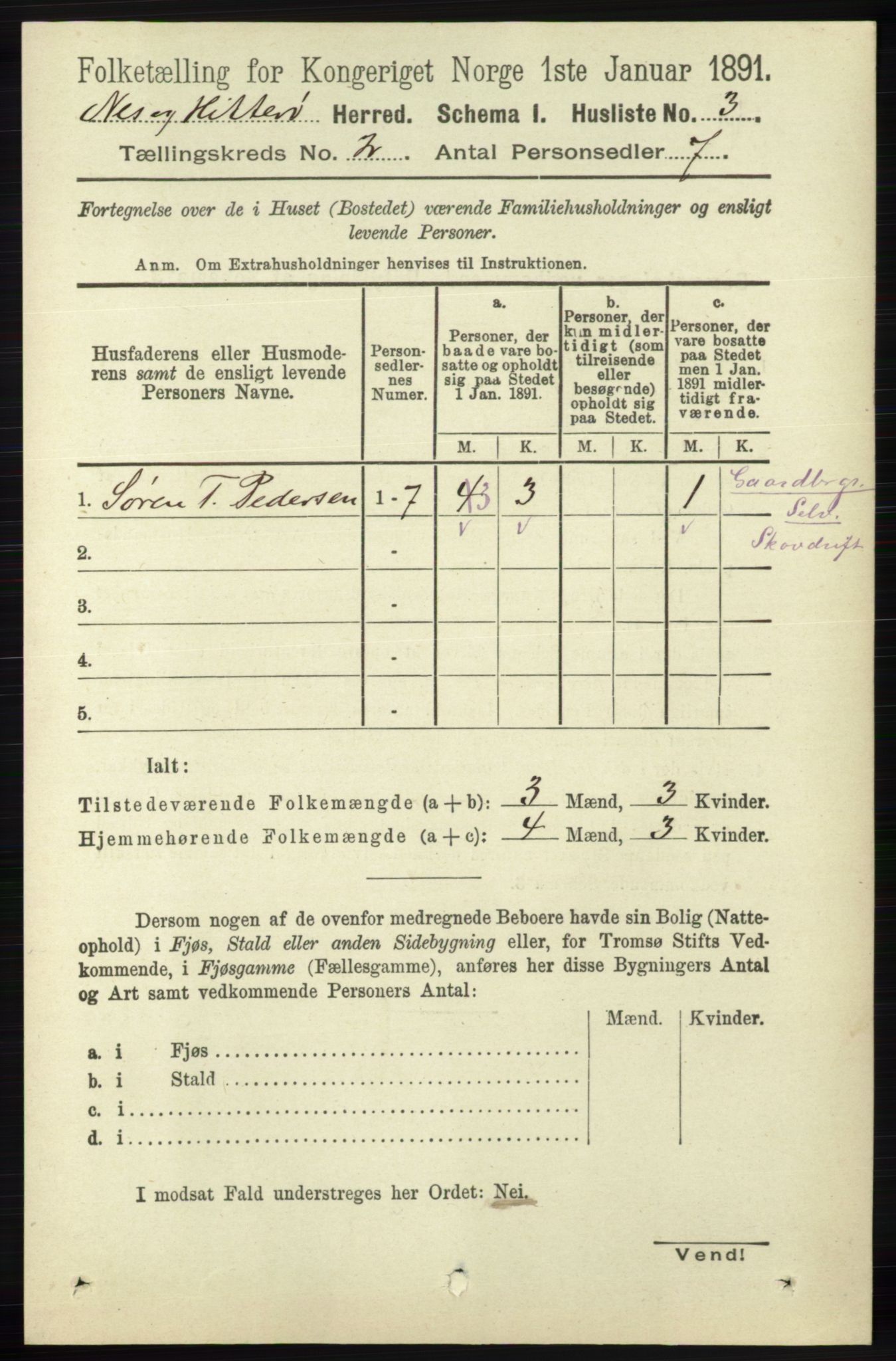 RA, 1891 census for 1043 Hidra og Nes, 1891, p. 473