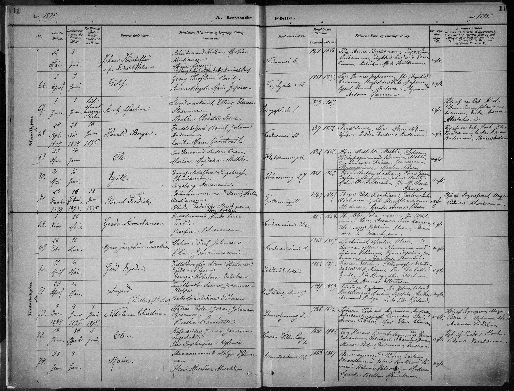 Nykirken Sokneprestembete, AV/SAB-A-77101/H/Haa/L0018: Parish register (official) no. B 6, 1895-1903, p. 11