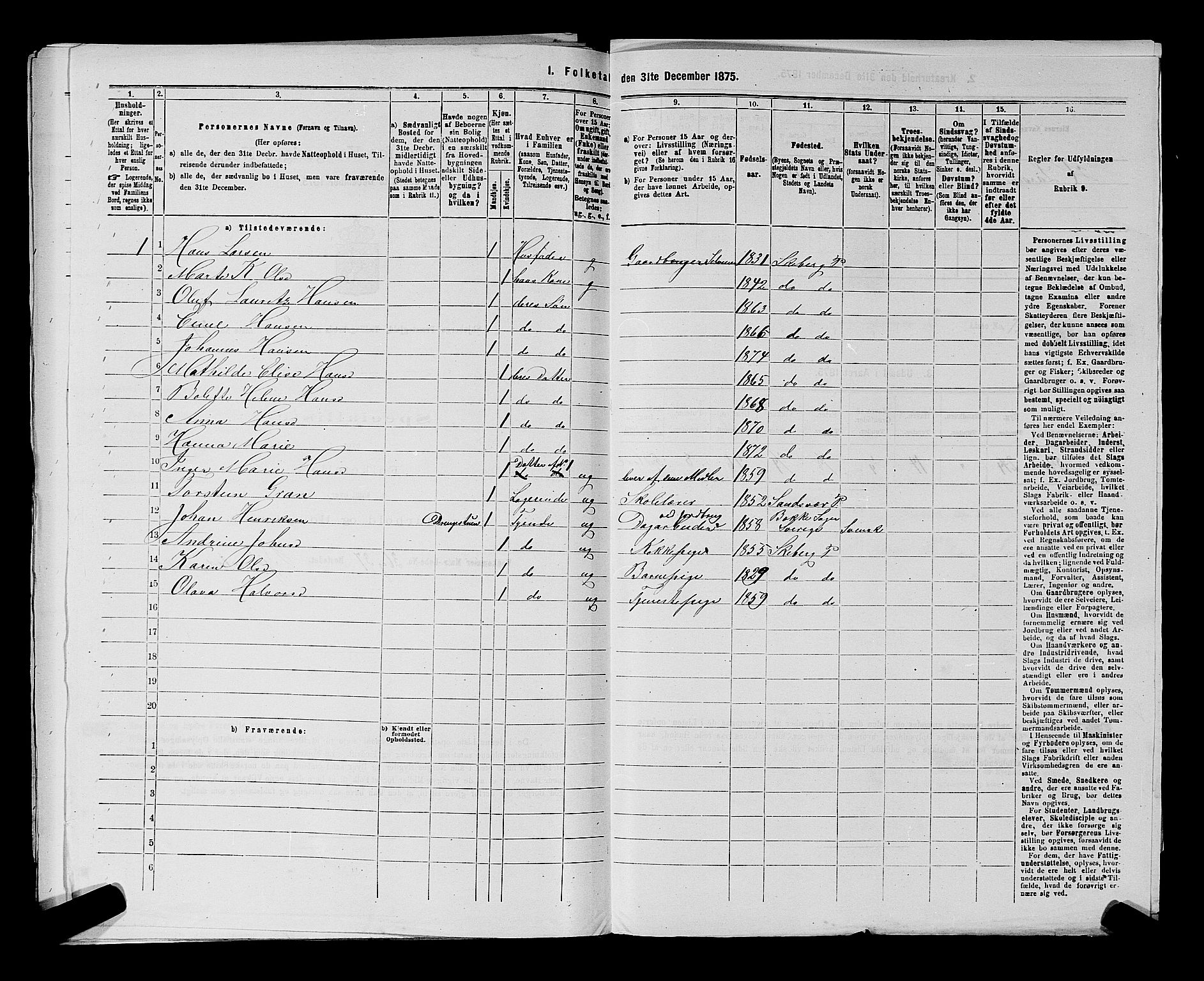 RA, 1875 census for 0115P Skjeberg, 1875, p. 375