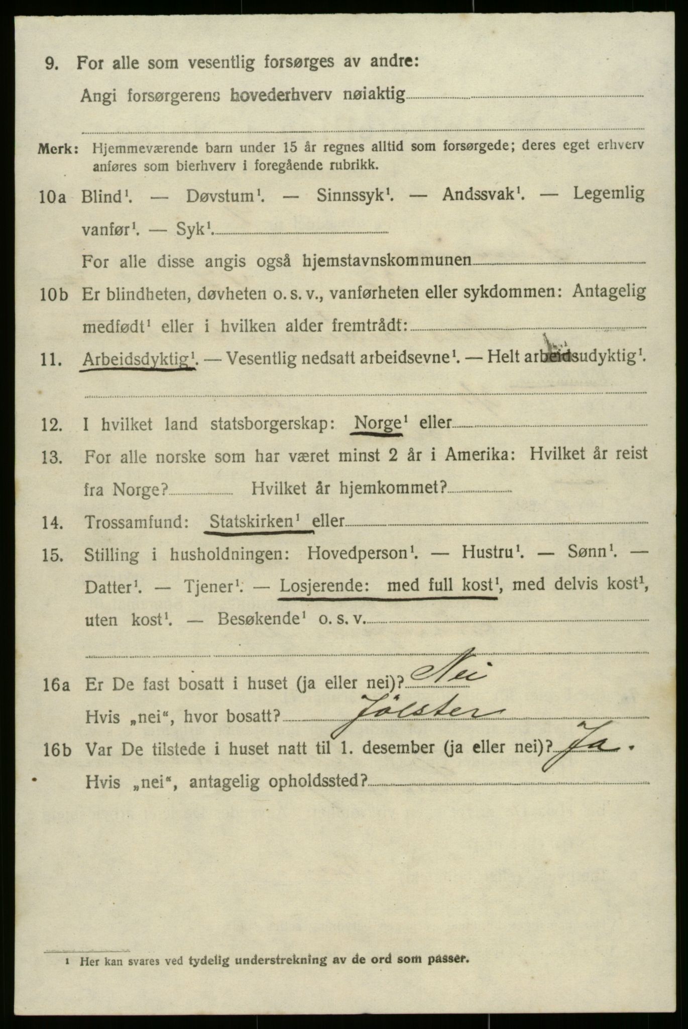 SAB, 1920 census for Innvik, 1920, p. 2170