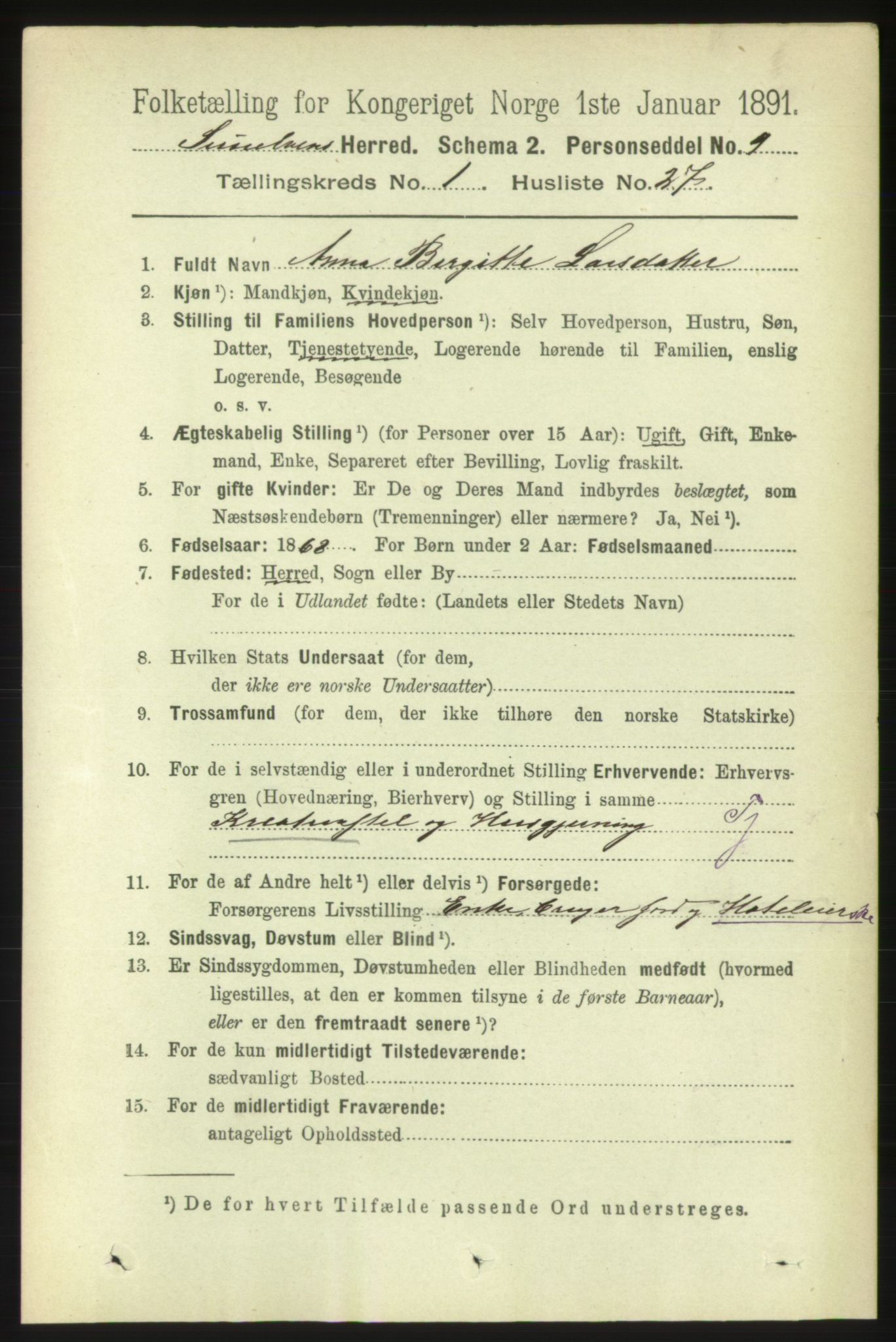 RA, 1891 census for 1523 Sunnylven, 1891, p. 235