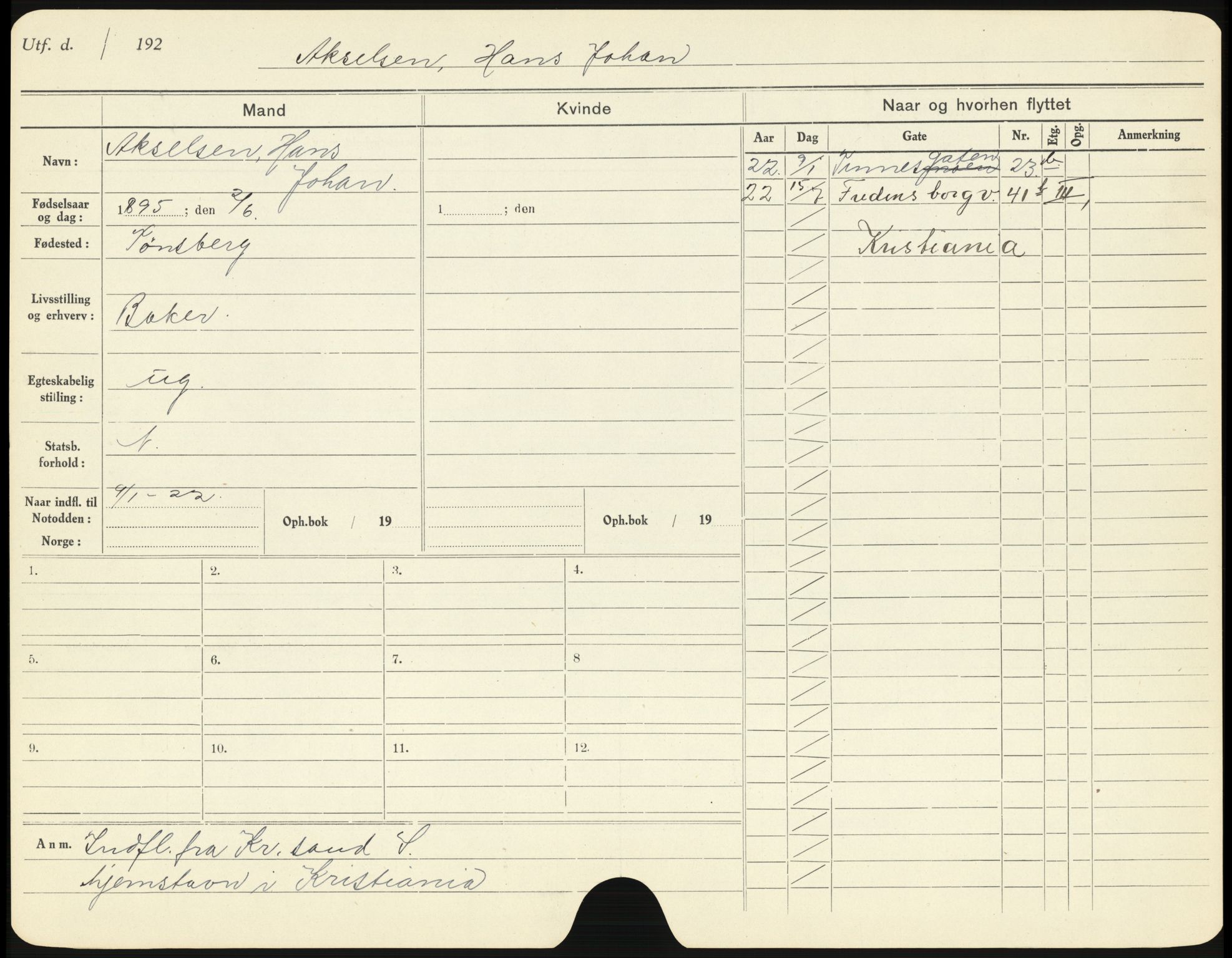 Notodden folkeregister, AV/SAKO-A-127/G/Ga/L0004: Utflyttede, 1922-1923