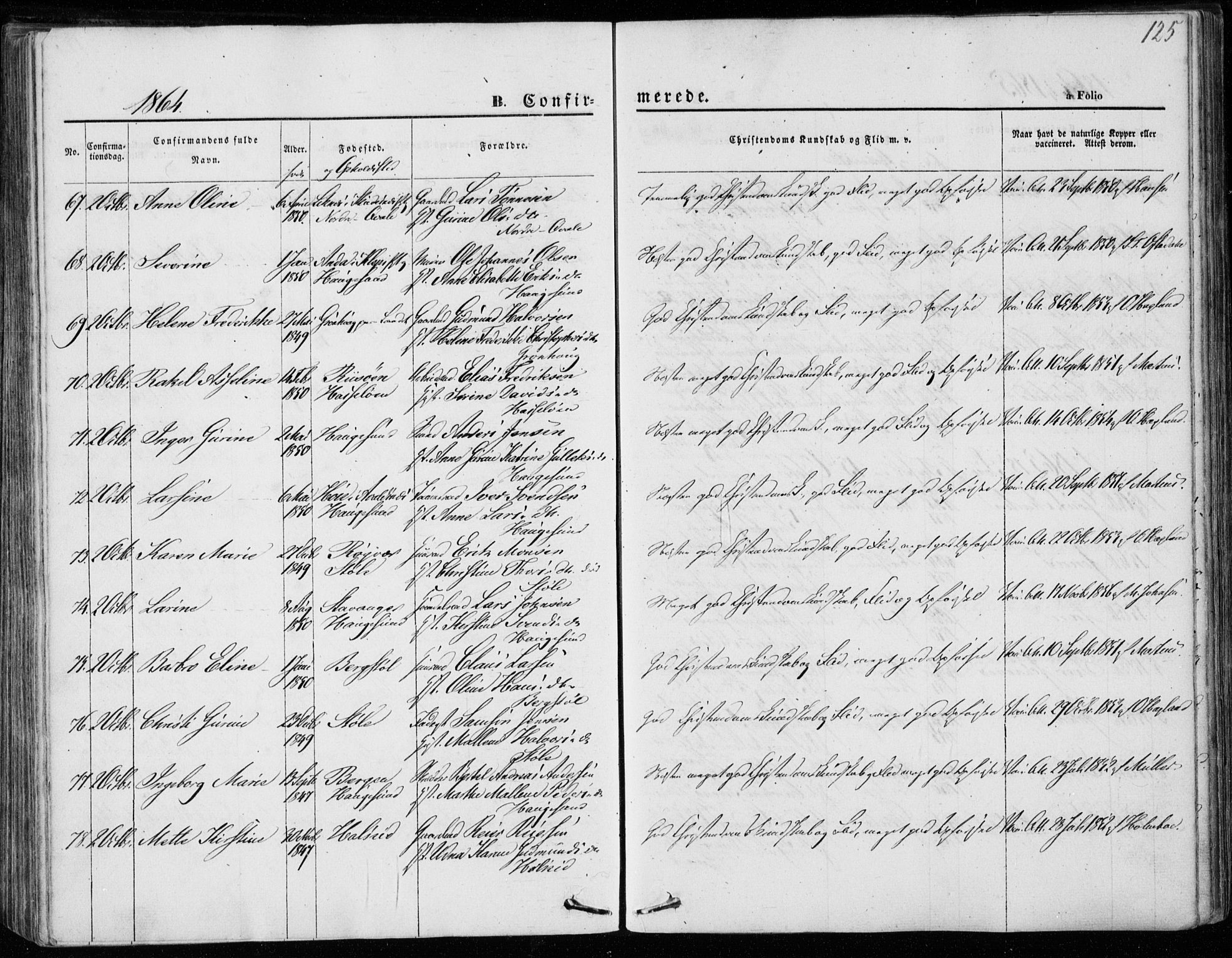 Torvastad sokneprestkontor, AV/SAST-A -101857/H/Ha/Haa/L0011: Parish register (official) no. A 11, 1857-1866, p. 125