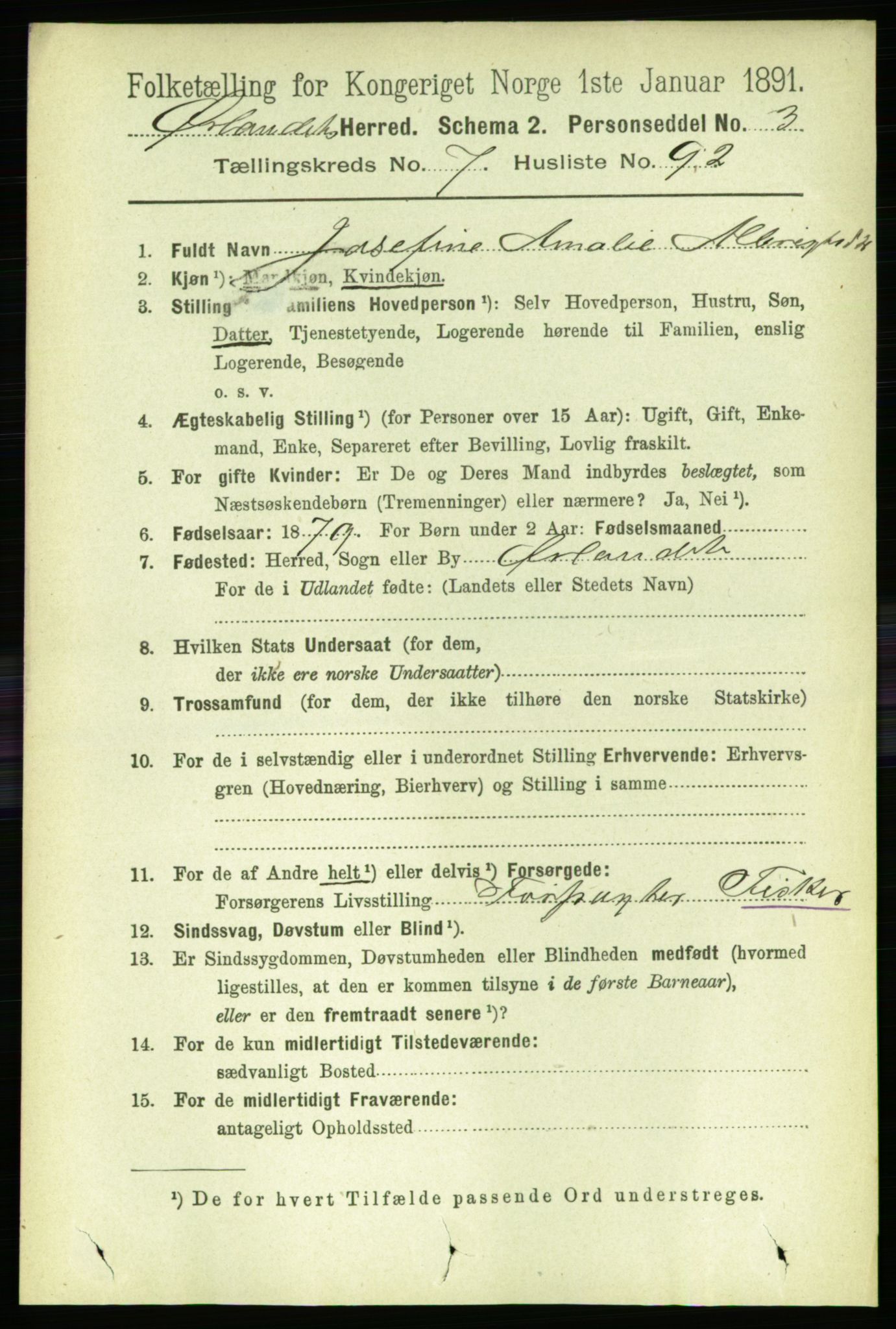RA, 1891 census for 1621 Ørland, 1891, p. 3026