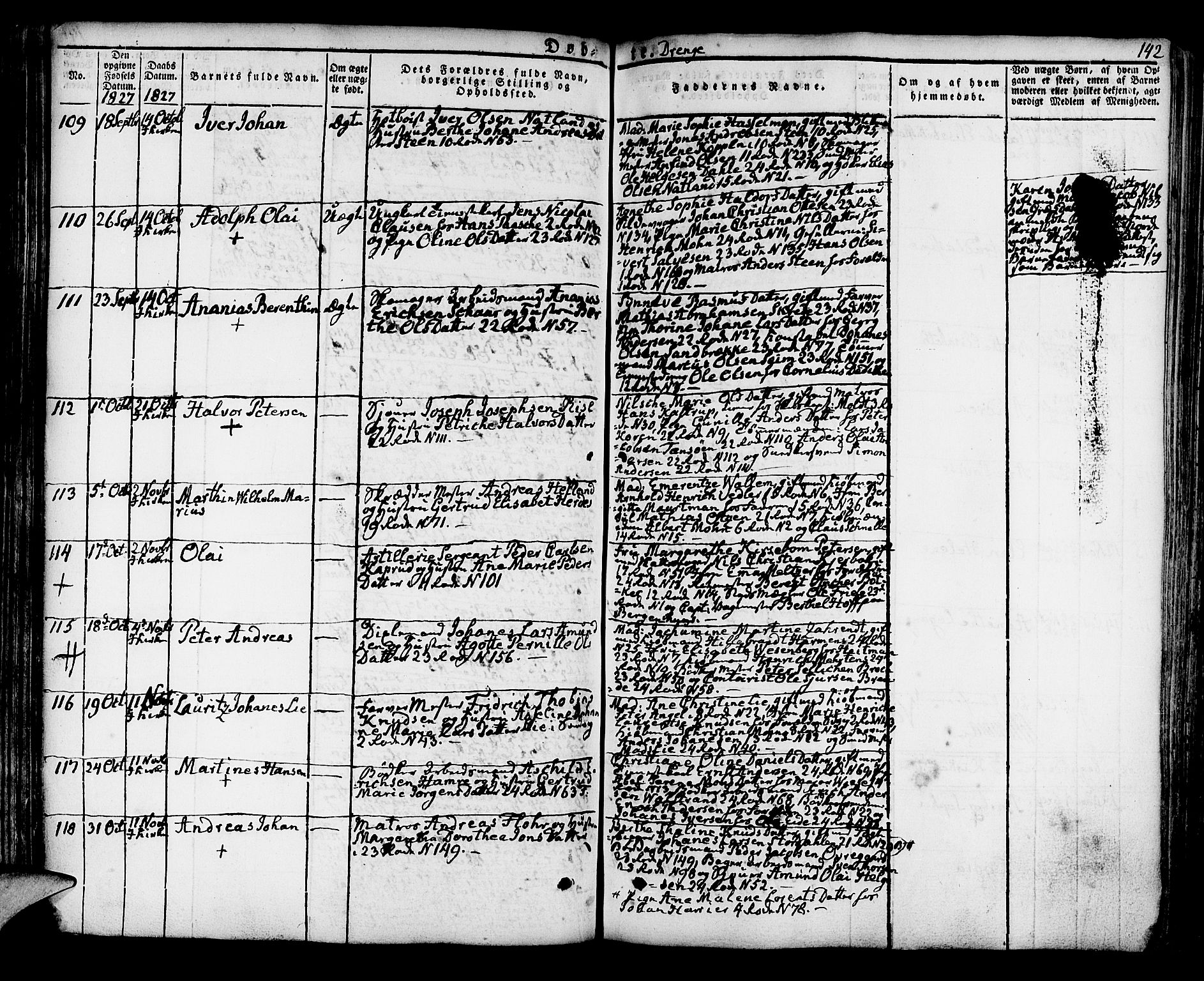 Korskirken sokneprestembete, AV/SAB-A-76101/H/Hab: Parish register (copy) no. A 3, 1821-1831, p. 142