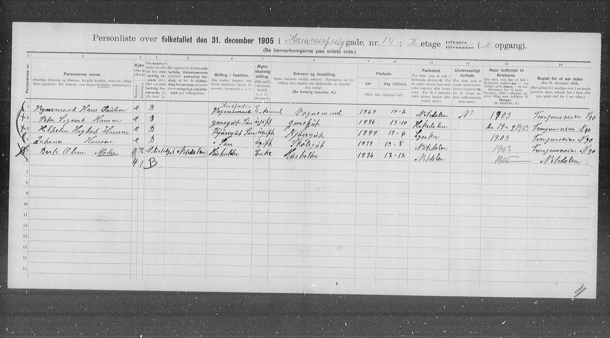 OBA, Municipal Census 1905 for Kristiania, 1905, p. 17746