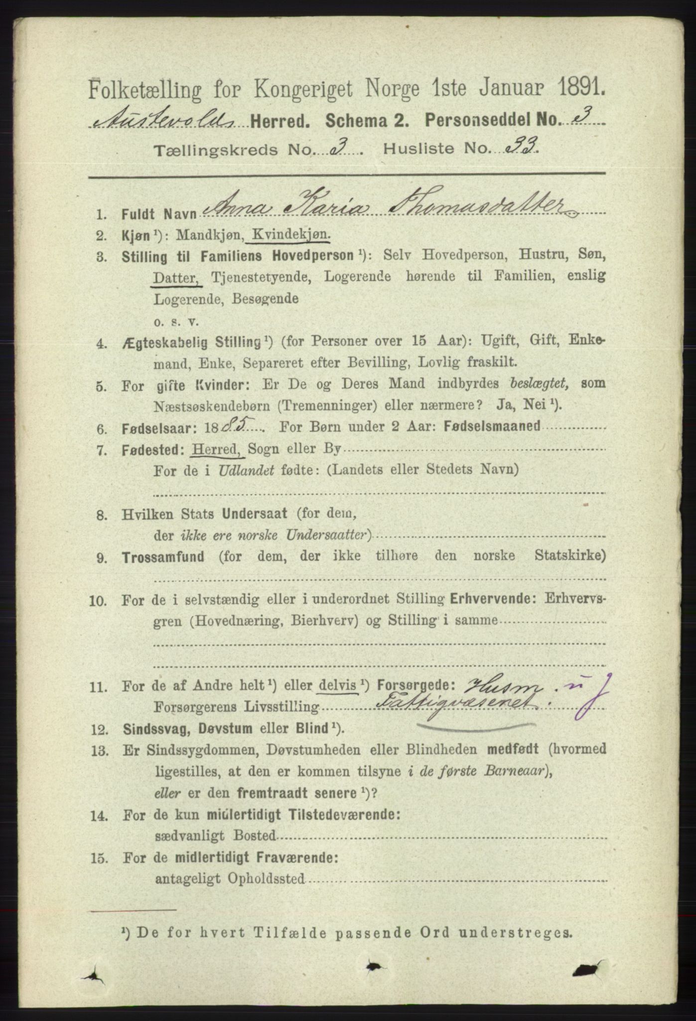 RA, 1891 census for 1244 Austevoll, 1891, p. 1173