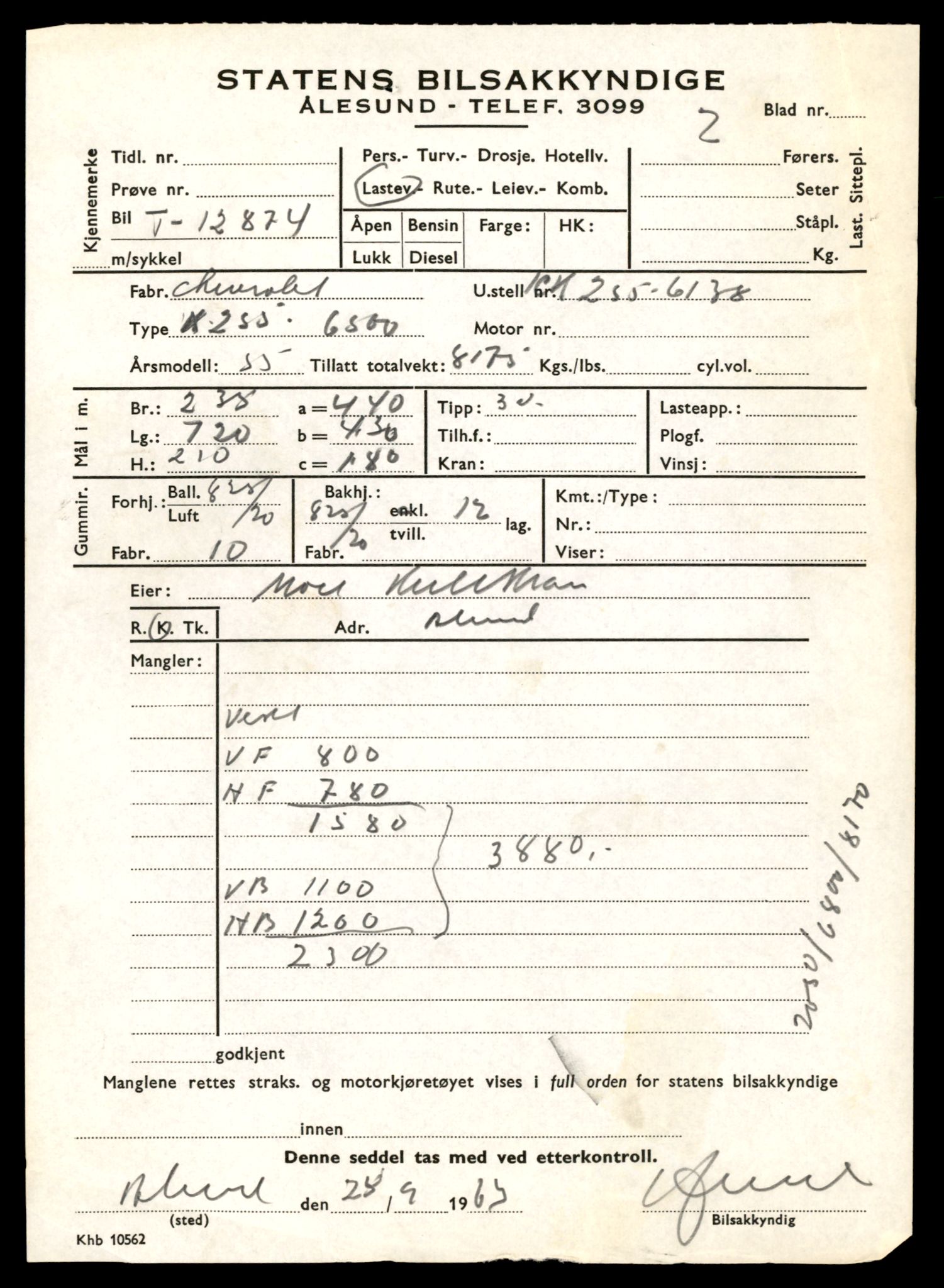 Møre og Romsdal vegkontor - Ålesund trafikkstasjon, AV/SAT-A-4099/F/Fe/L0036: Registreringskort for kjøretøy T 12831 - T 13030, 1927-1998, p. 709