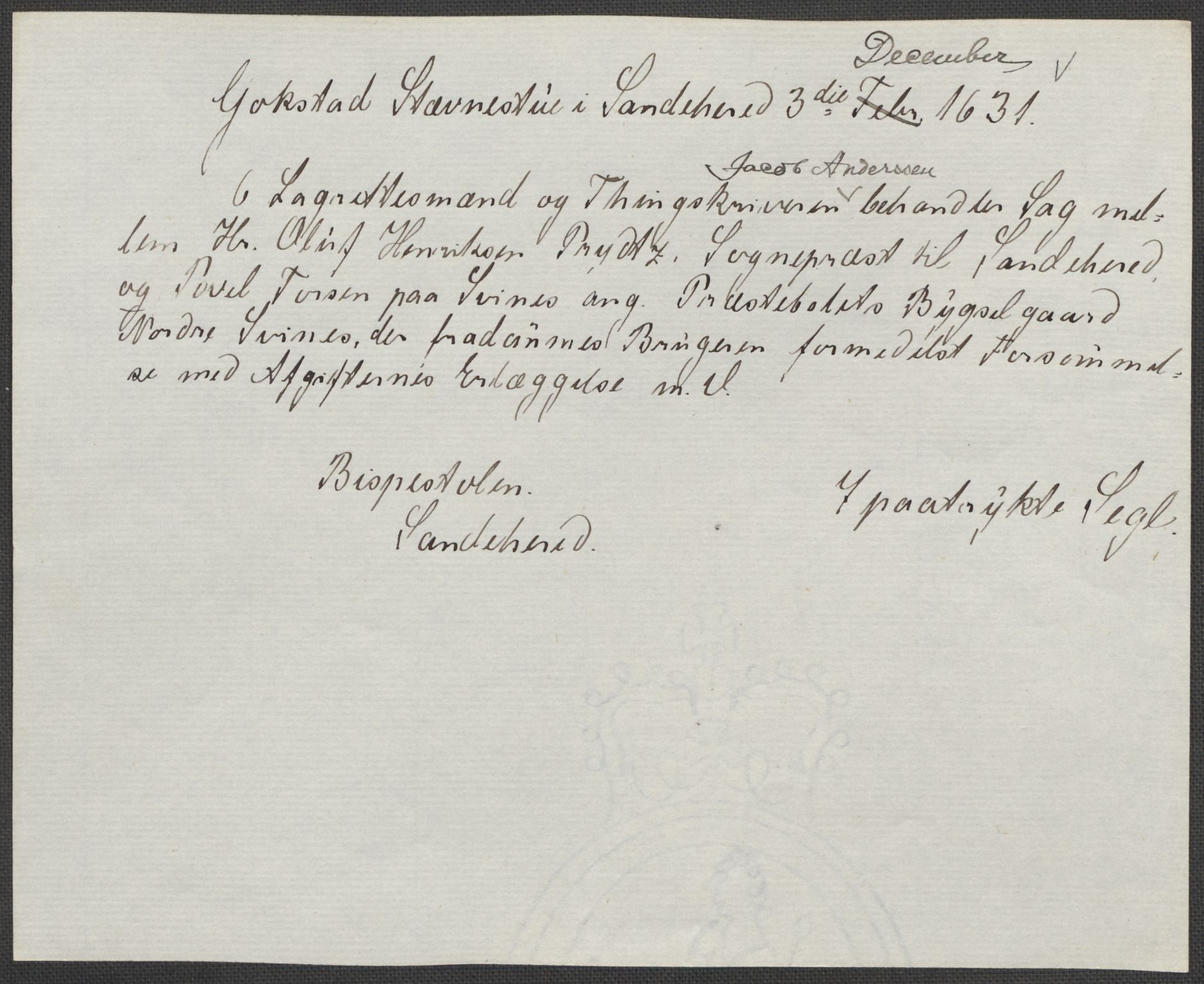 Riksarkivets diplomsamling, AV/RA-EA-5965/F15/L0023: Prestearkiv - Vestfold, 1582-1820, p. 165