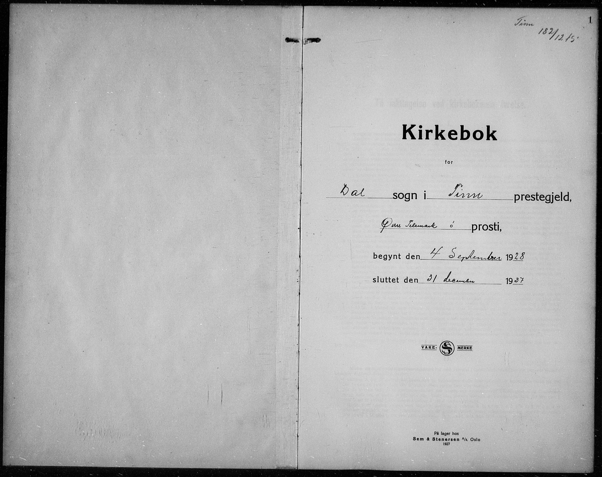 Rjukan kirkebøker, SAKO/A-294/G/Ga/L0005: Parish register (copy) no. 5, 1928-1937, p. 1