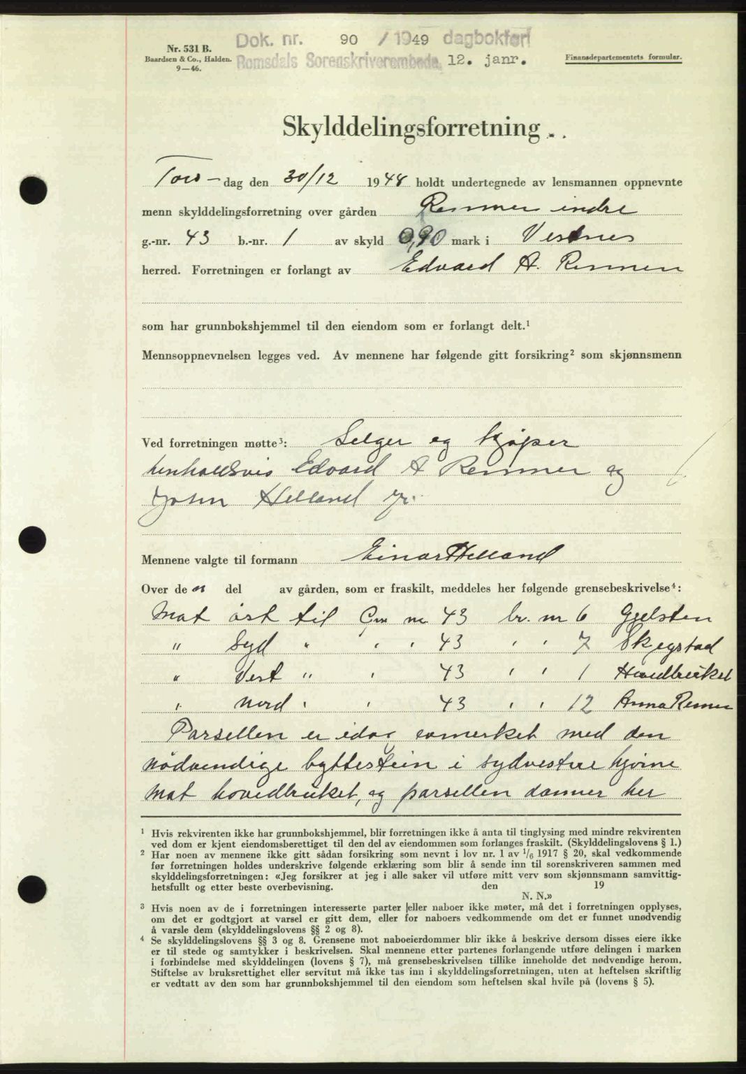 Romsdal sorenskriveri, AV/SAT-A-4149/1/2/2C: Mortgage book no. A28, 1948-1949, Diary no: : 90/1949