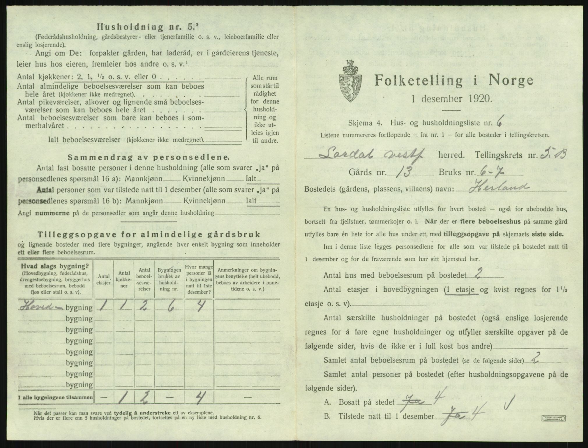 SAKO, 1920 census for Lardal, 1920, p. 831