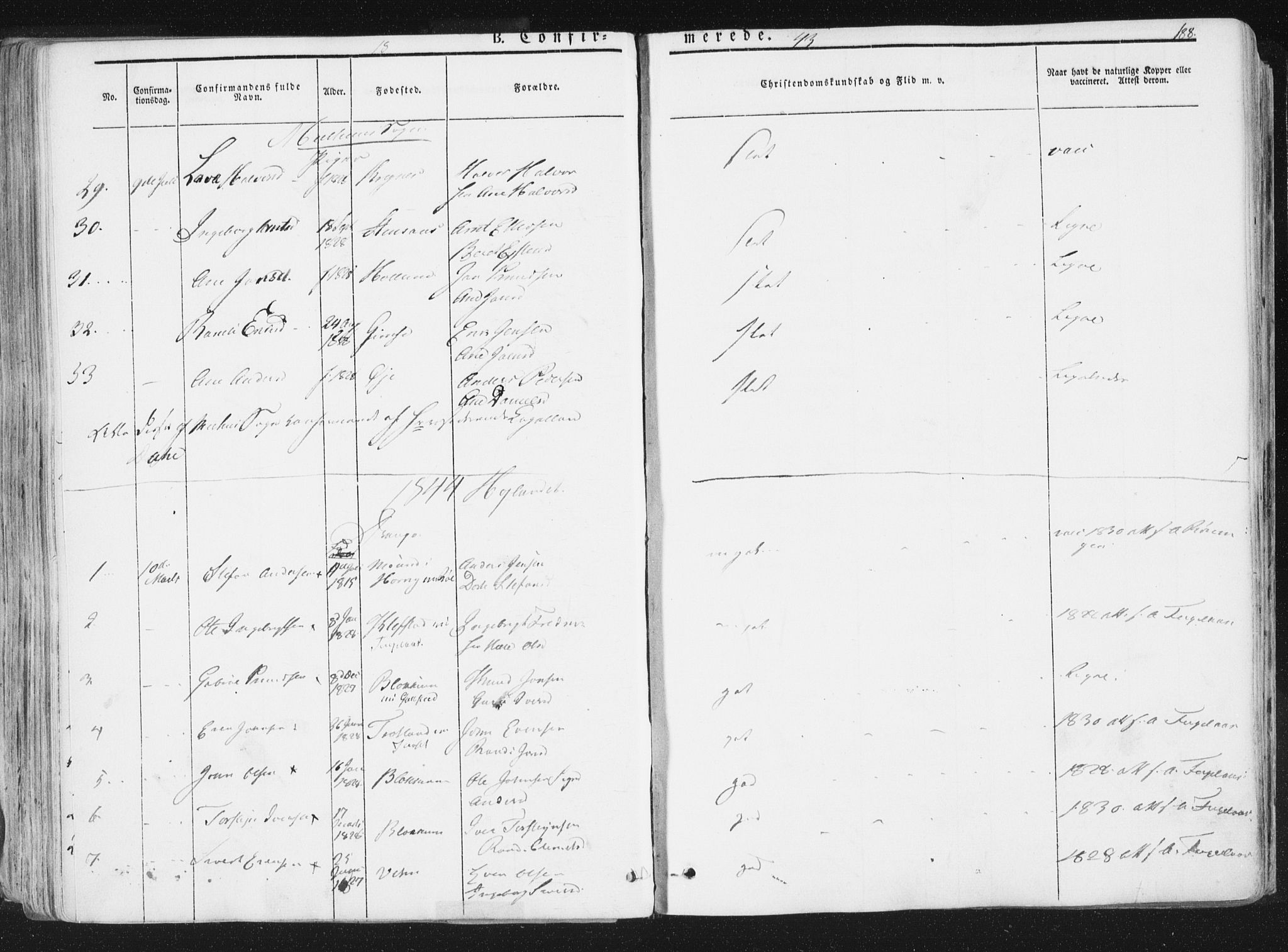 Ministerialprotokoller, klokkerbøker og fødselsregistre - Sør-Trøndelag, SAT/A-1456/691/L1074: Parish register (official) no. 691A06, 1842-1852, p. 188