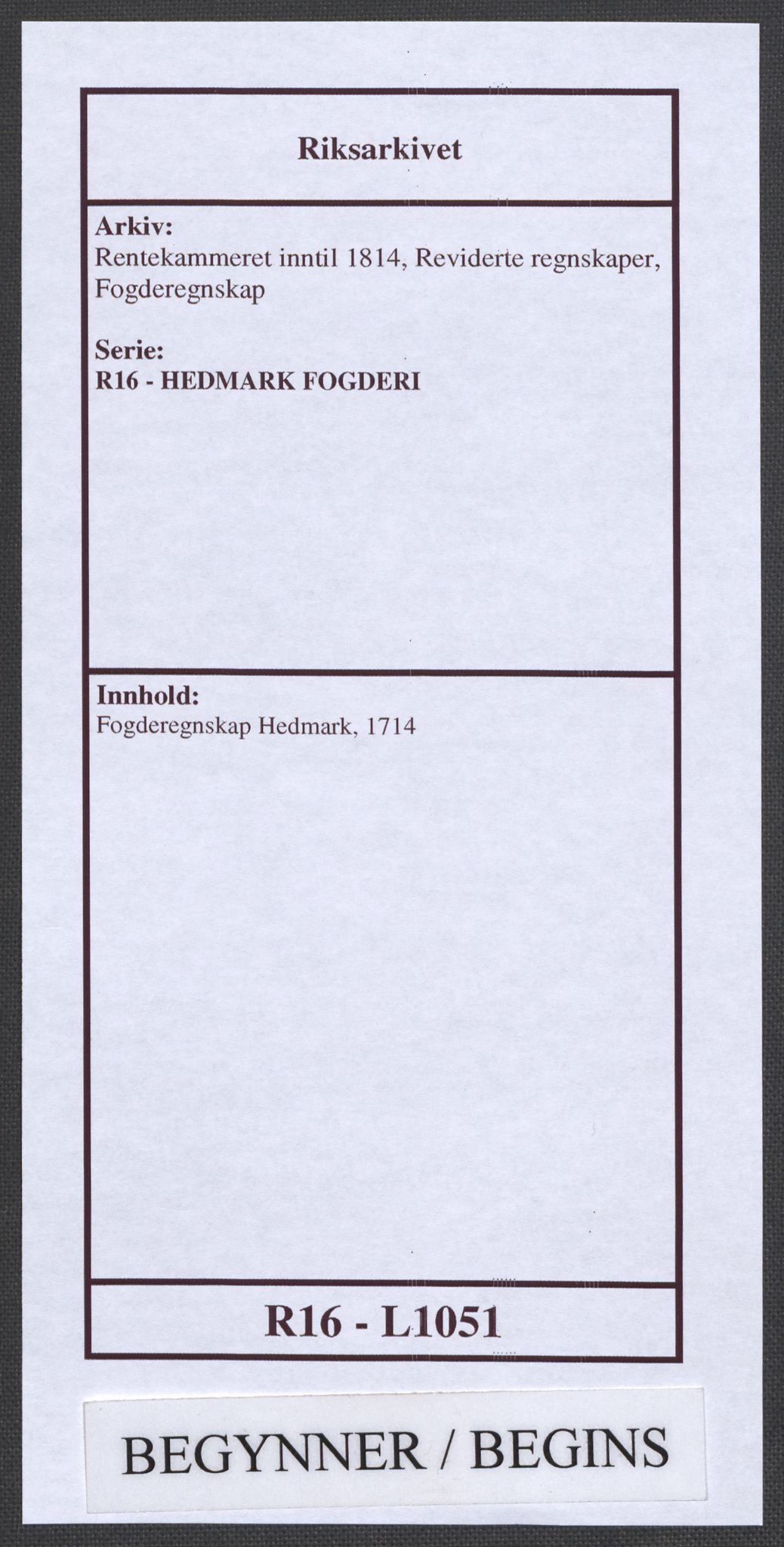 Rentekammeret inntil 1814, Reviderte regnskaper, Fogderegnskap, RA/EA-4092/R16/L1051: Fogderegnskap Hedmark, 1714, p. 1