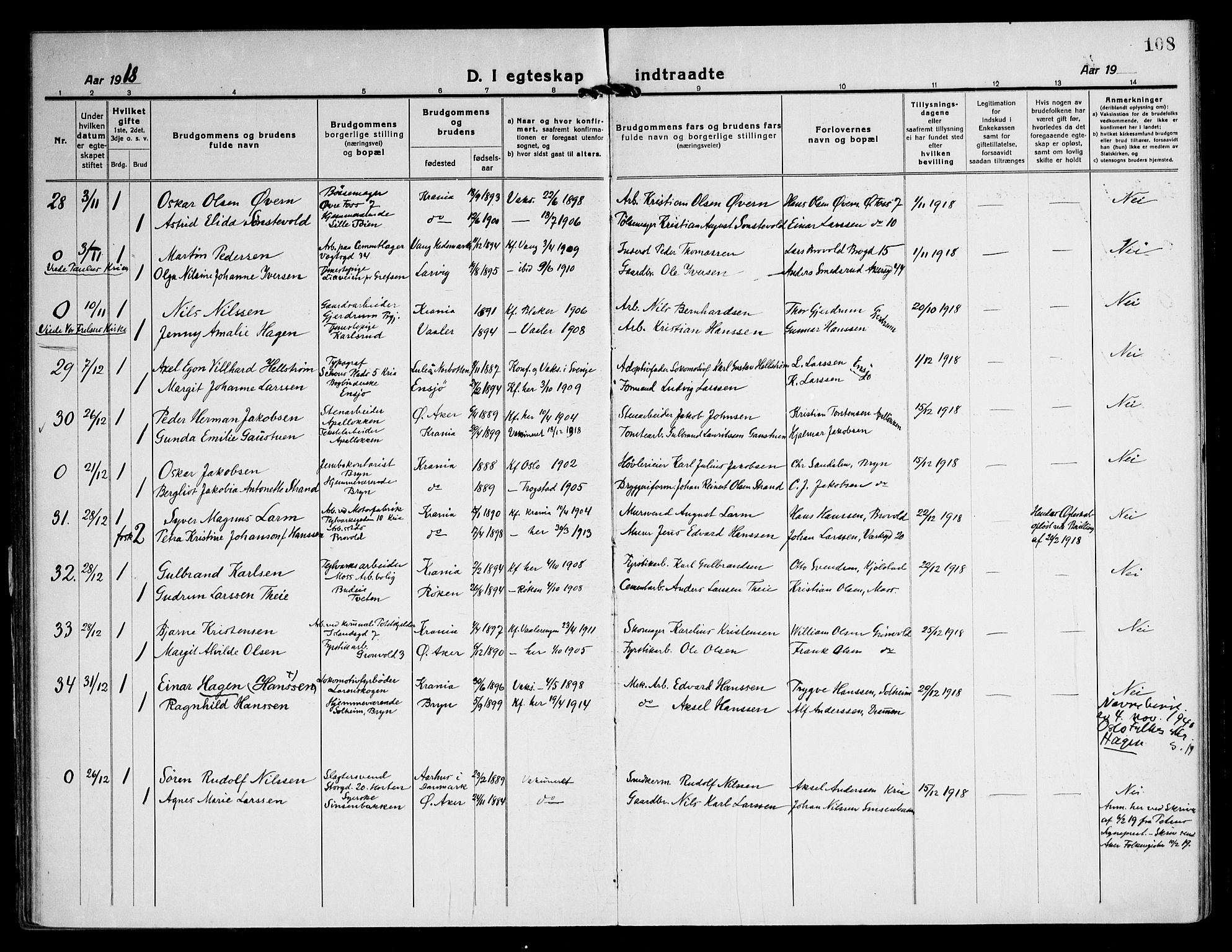 Østre Aker prestekontor Kirkebøker, SAO/A-10840/F/Fa/L0013: Parish register (official) no. I 13, 1918-1929, p. 108