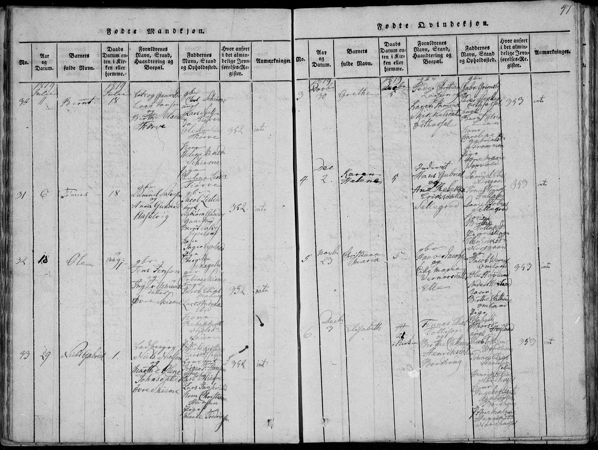 Lista sokneprestkontor, SAK/1111-0027/F/Fa/L0007: Parish register (official) no. A 7, 1816-1823, p. 47