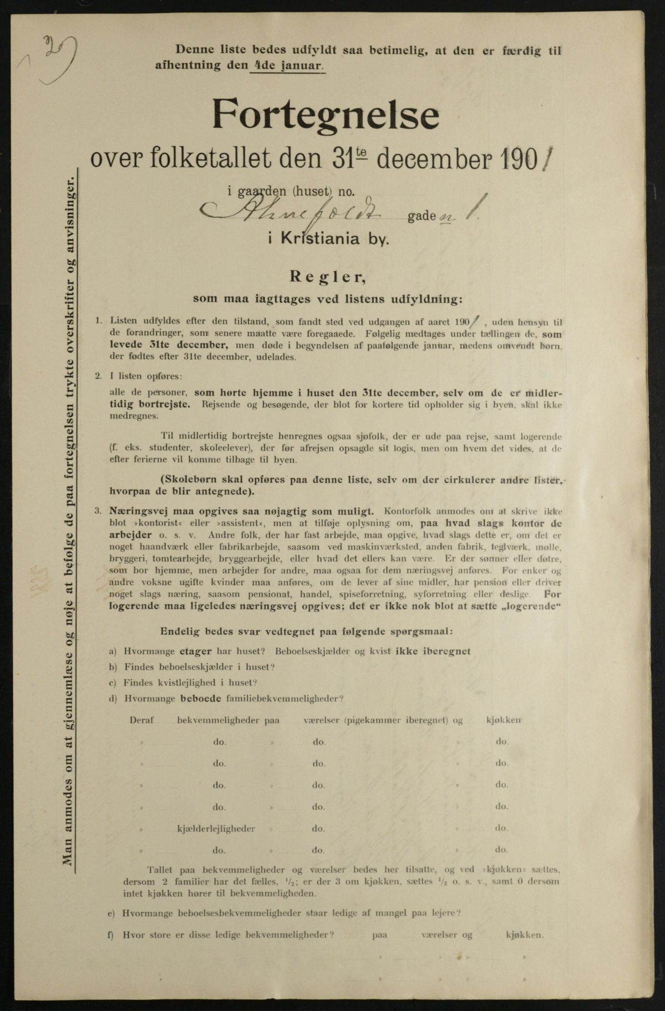 OBA, Municipal Census 1901 for Kristiania, 1901, p. 255