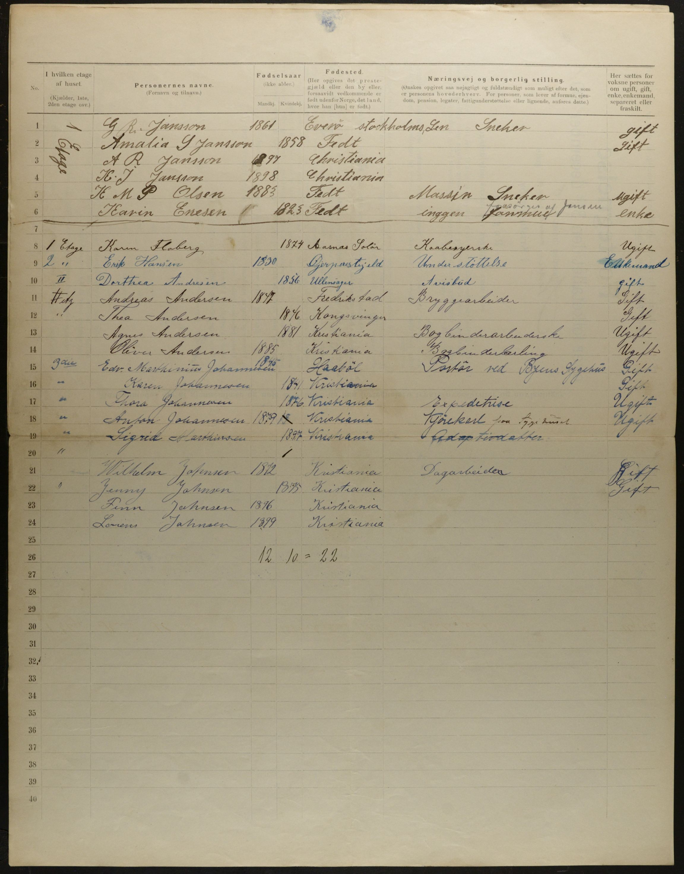 OBA, Municipal Census 1901 for Kristiania, 1901, p. 10676