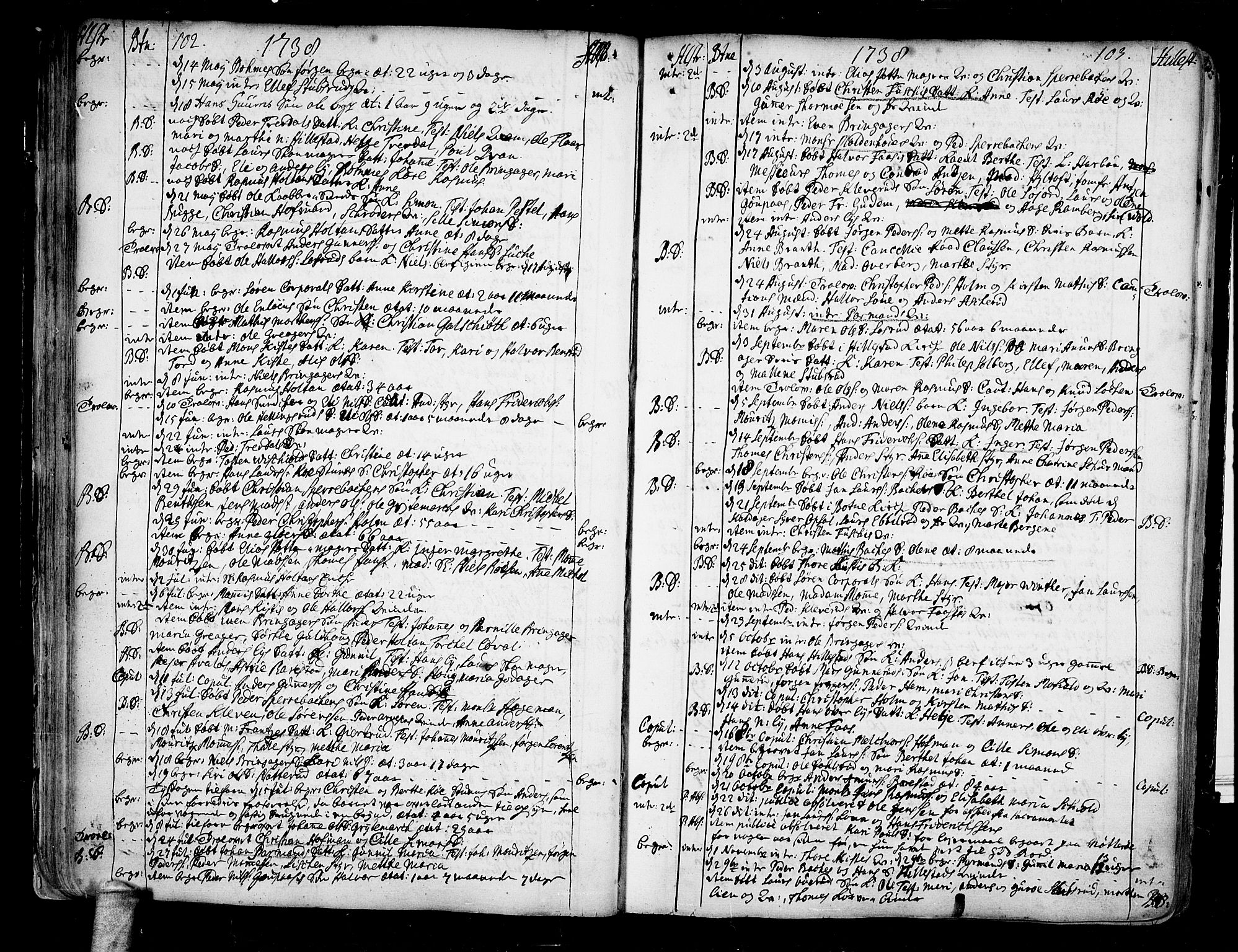 Botne kirkebøker, AV/SAKO-A-340/F/Fa/L0001a: Parish register (official) no. I 1A, 1707-1778, p. 102-103