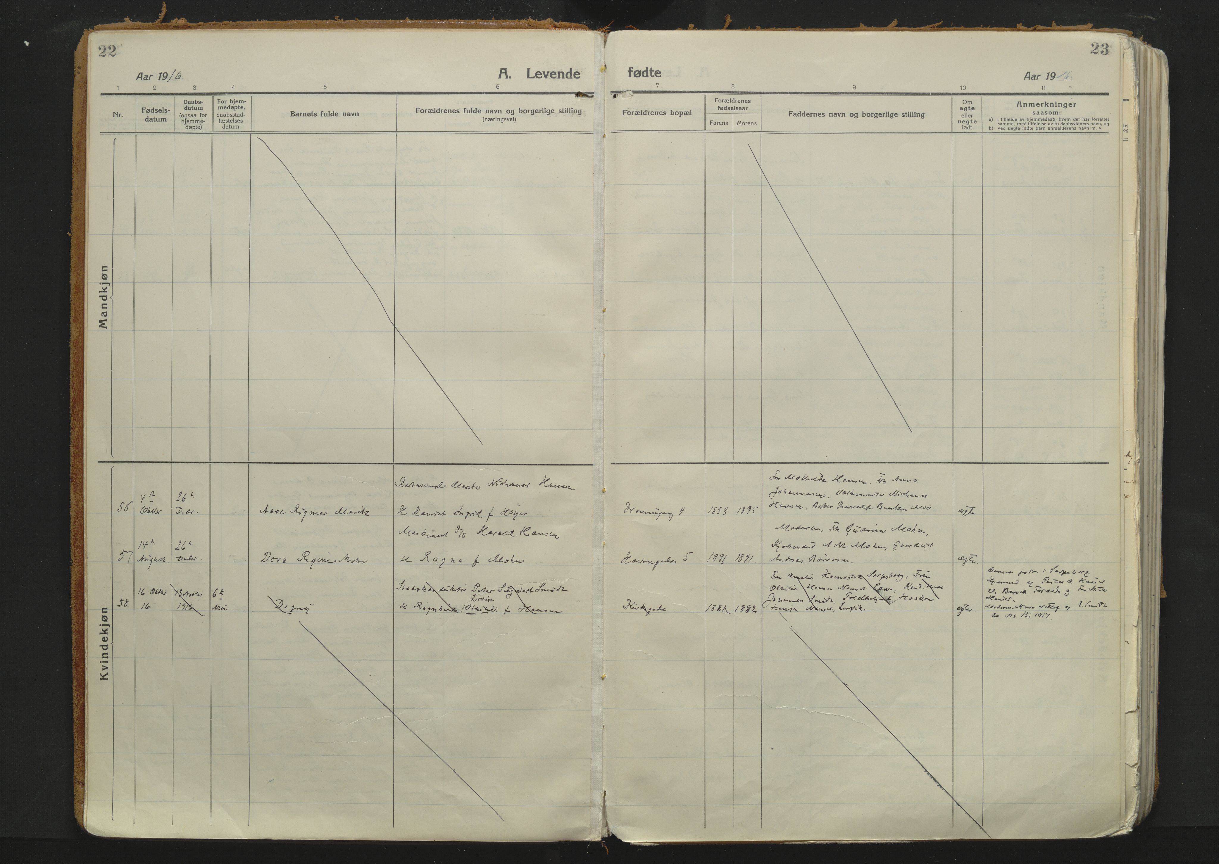 Sandefjord kirkebøker, SAKO/A-315/F/Fa/L0007: Parish register (official) no. 7, 1916-1930, p. 22-23