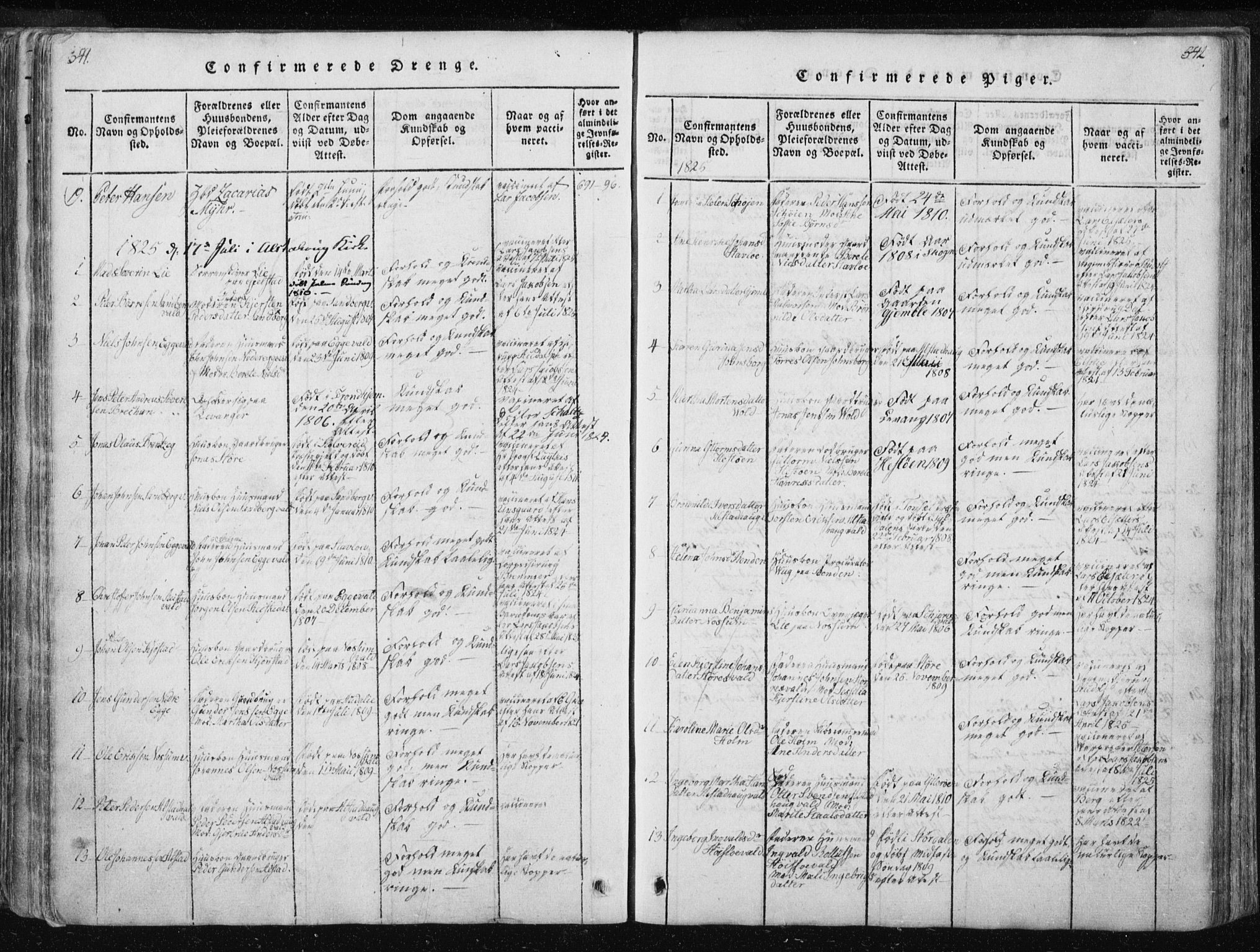 Ministerialprotokoller, klokkerbøker og fødselsregistre - Nord-Trøndelag, AV/SAT-A-1458/717/L0148: Parish register (official) no. 717A04 /1, 1816-1825, p. 541-542